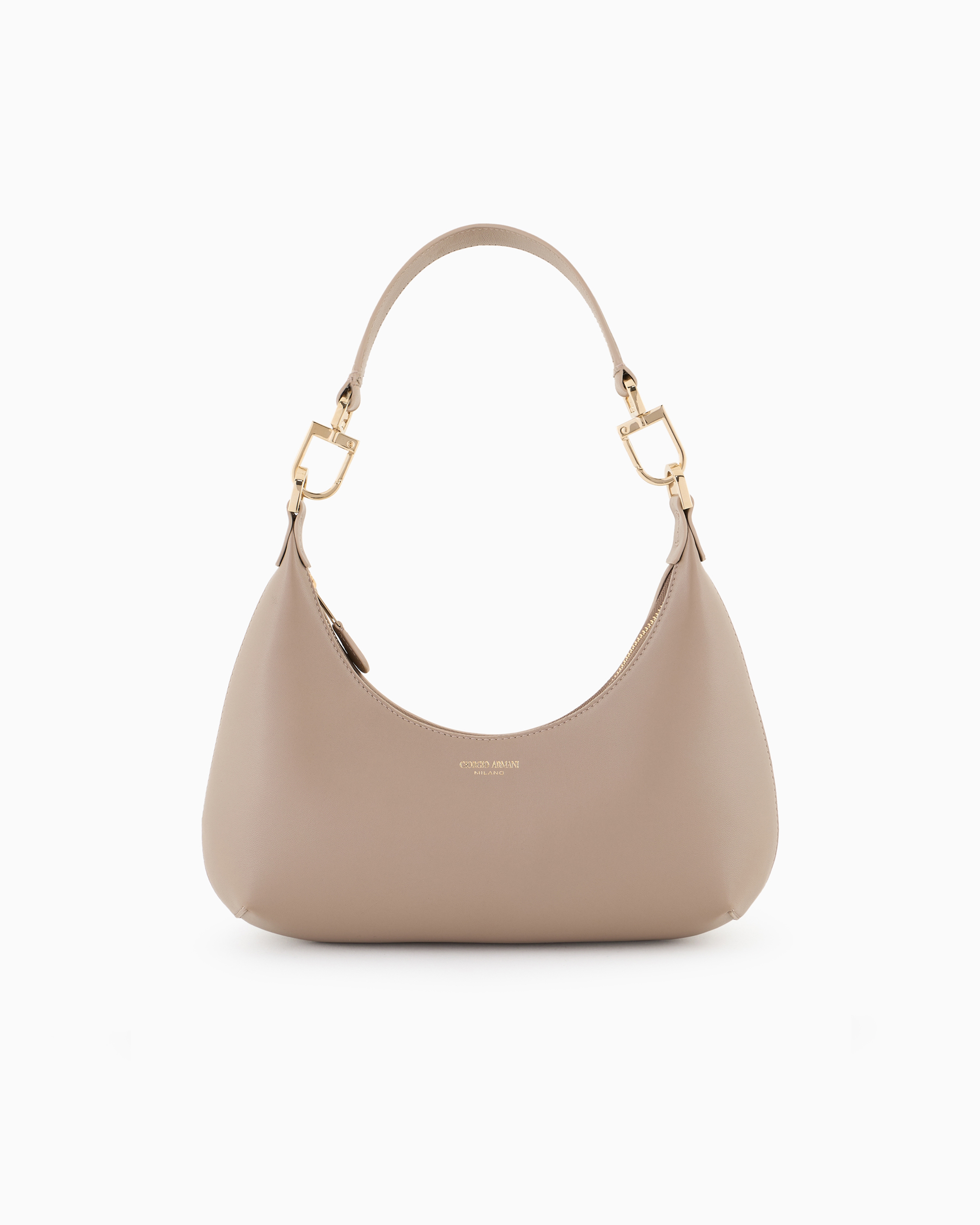 Giorgio Armani Official Store Medium La Prima Nappa-leather Hobo Bag In Dove Grey