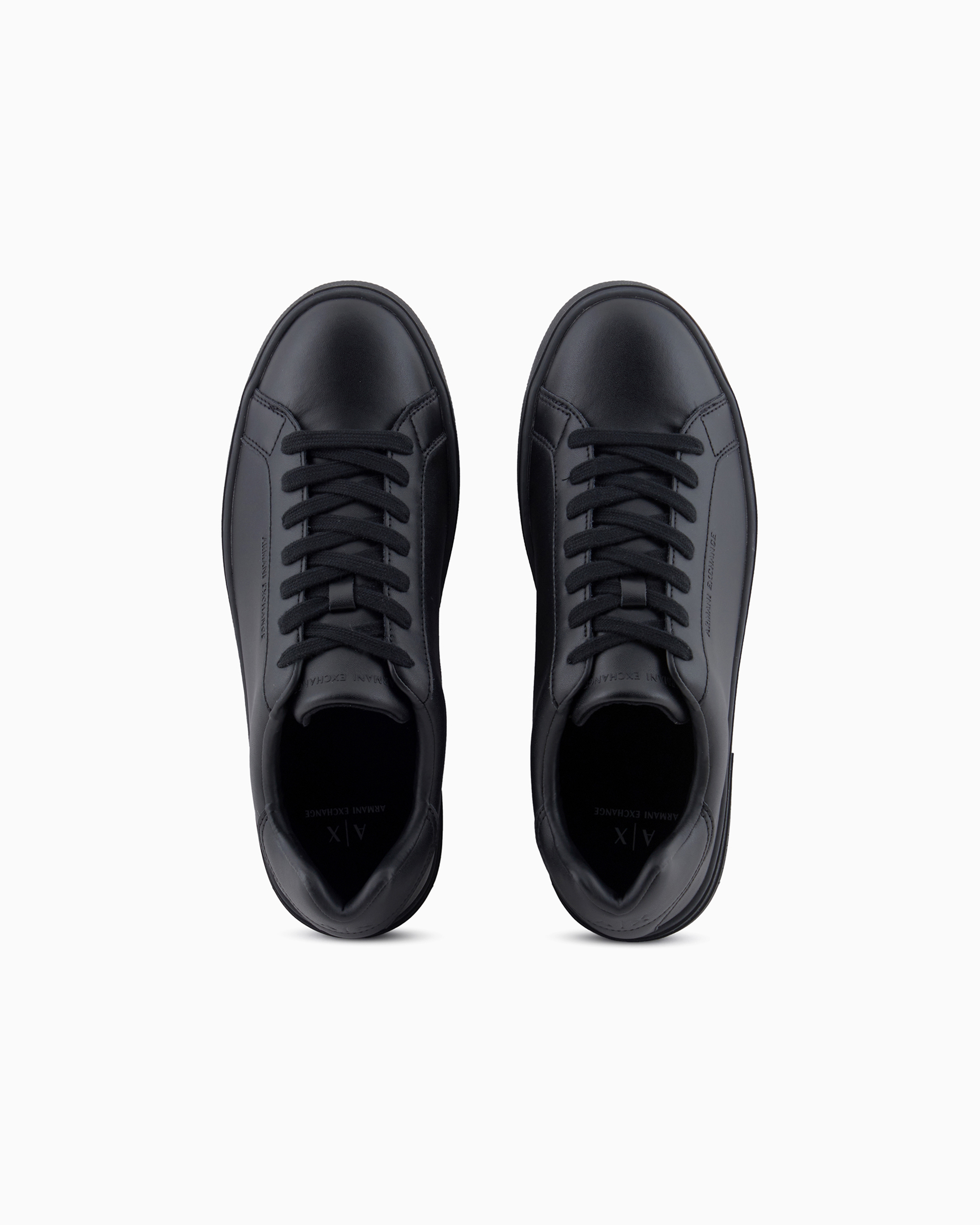 Shop Armani Exchange Leather Sneakers With Logo On The Sole In Schwarz