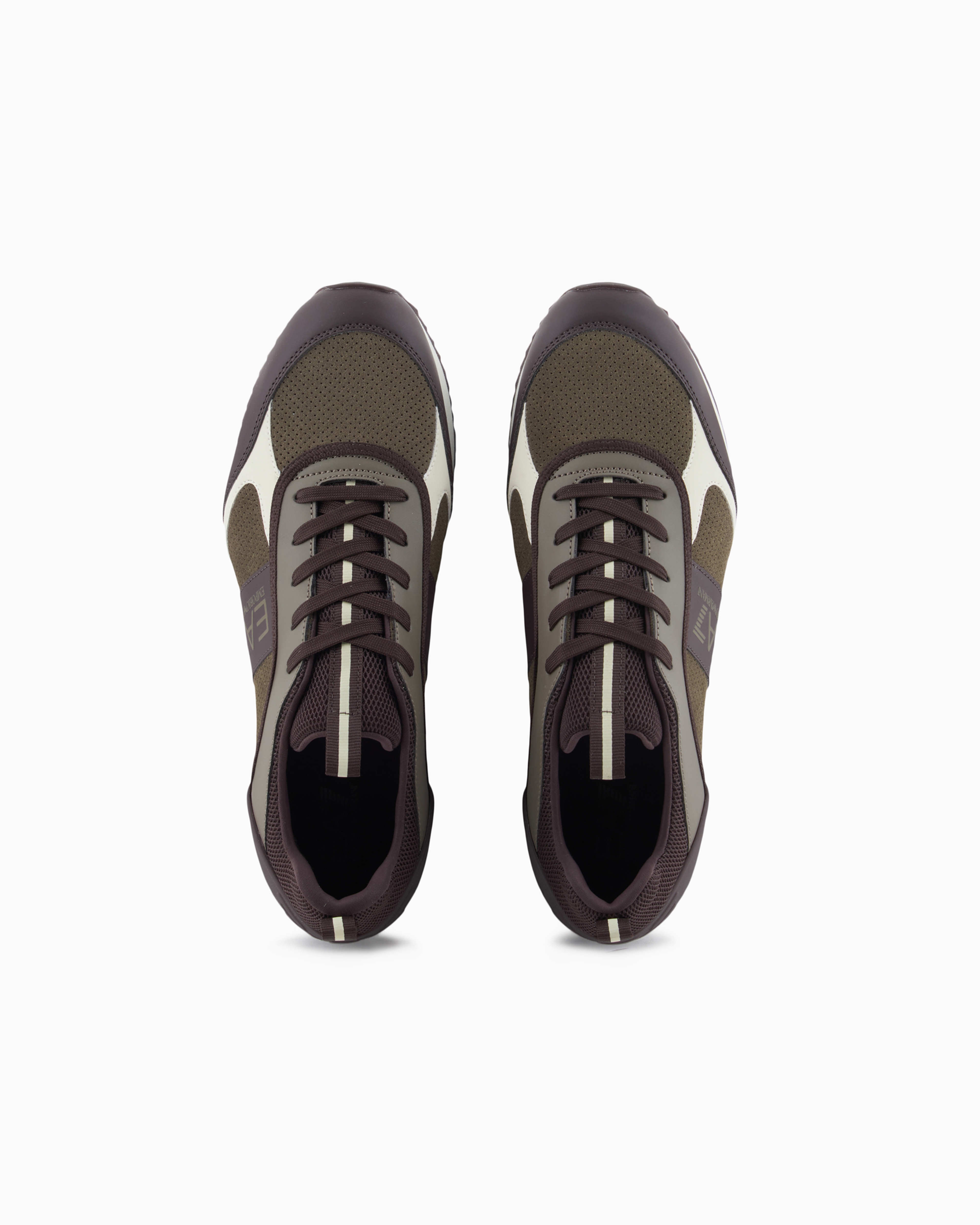 Shop Ea7 Black & White Suede Sneakers In Brown