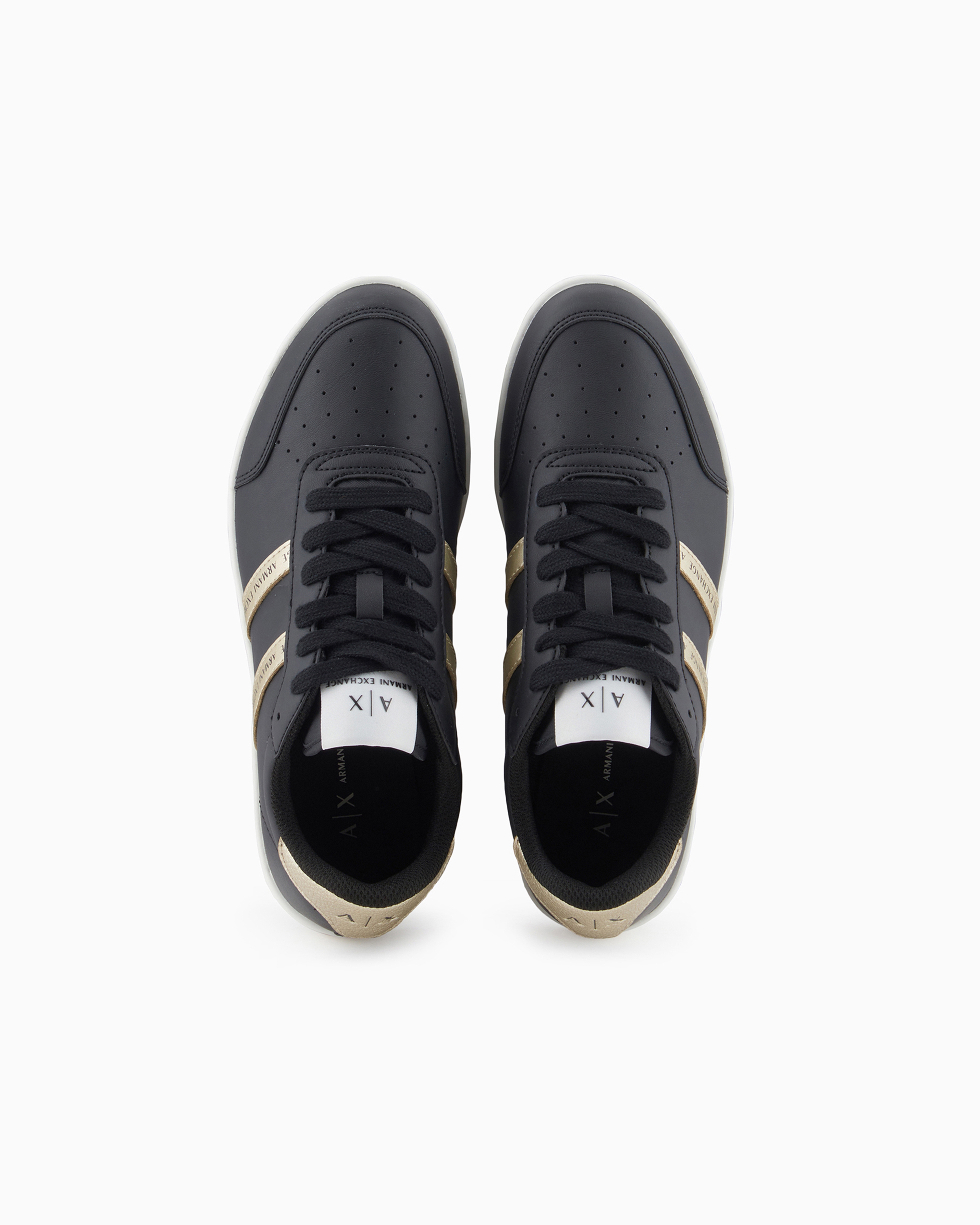 Shop Armani Exchange Sneakers With Contrasting Side Bands In Black Logo