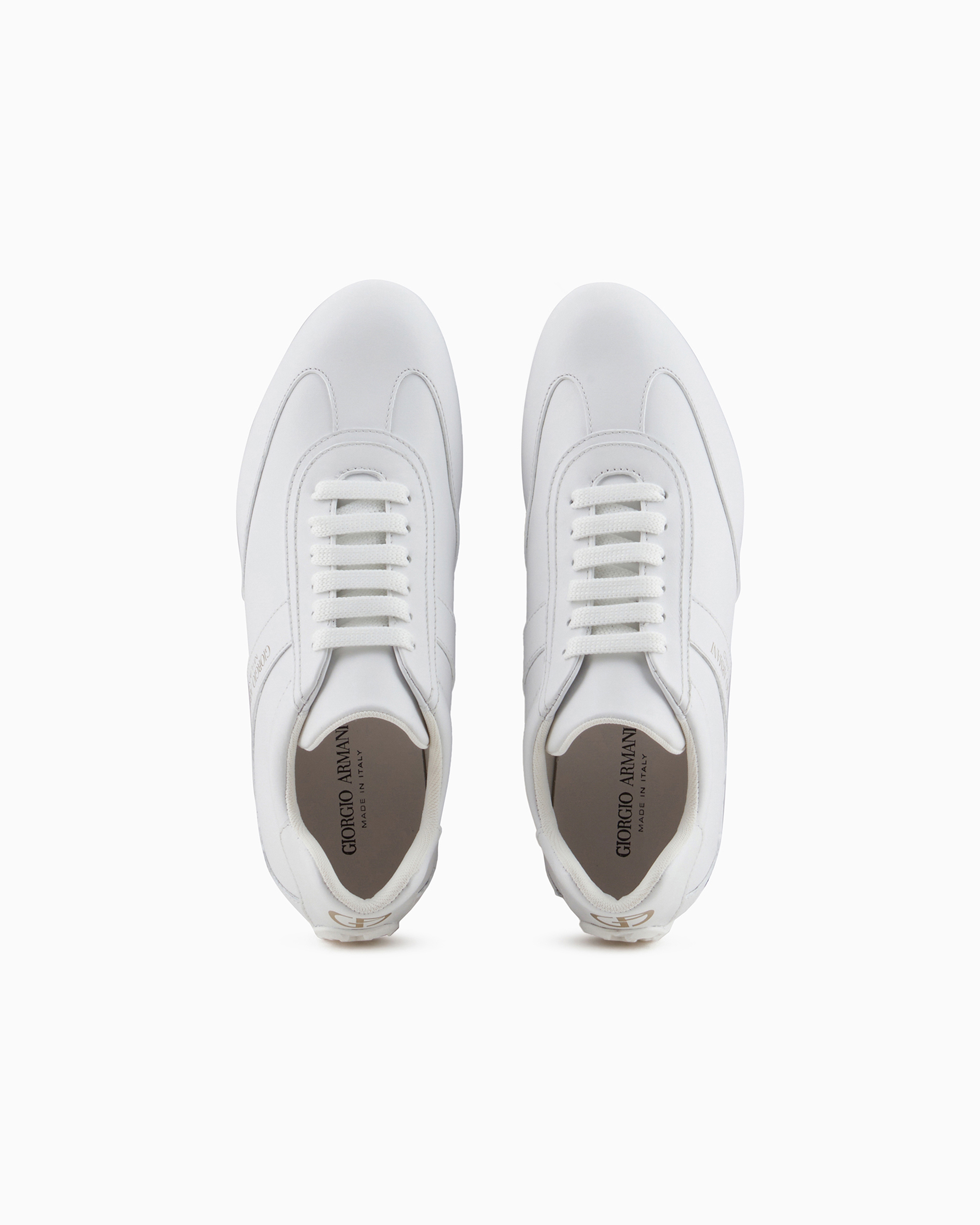 Shop Giorgio Armani Nappa-leather Sneakers In White