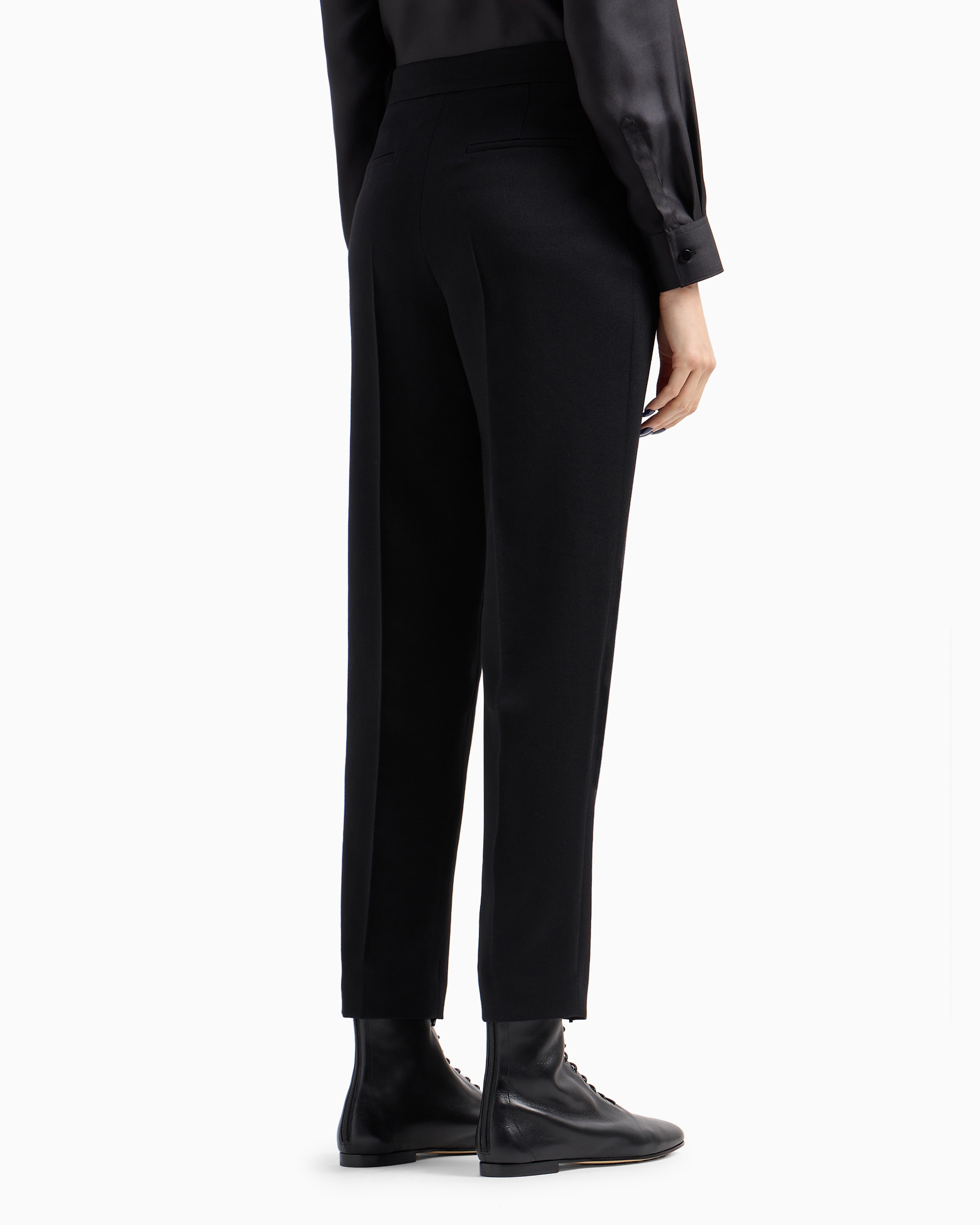 Giorgio Armani Official Store Straight Trousers In Virgin Wool In Black
