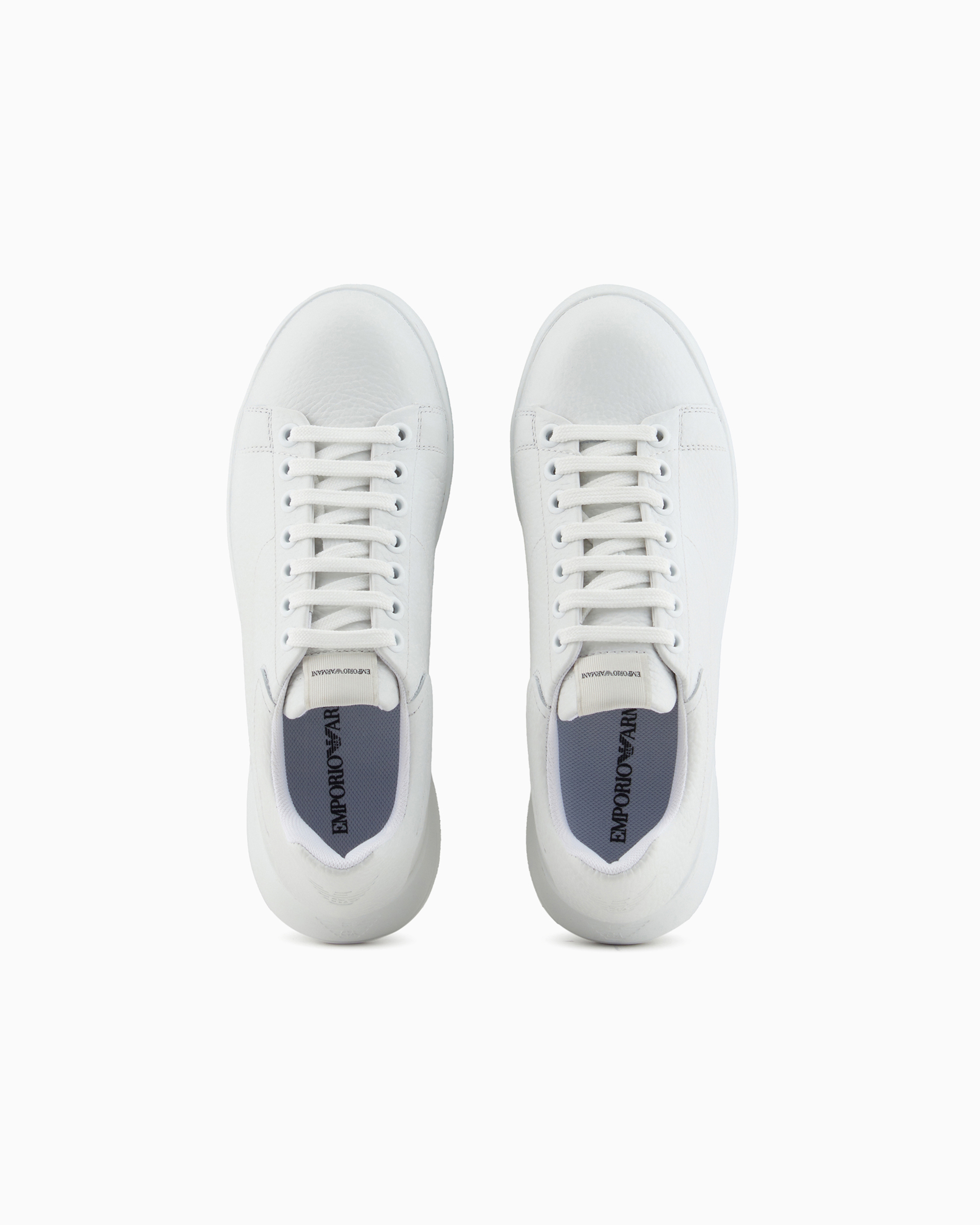 Emporio Armani Cruelty Free Leather Sneakers In White