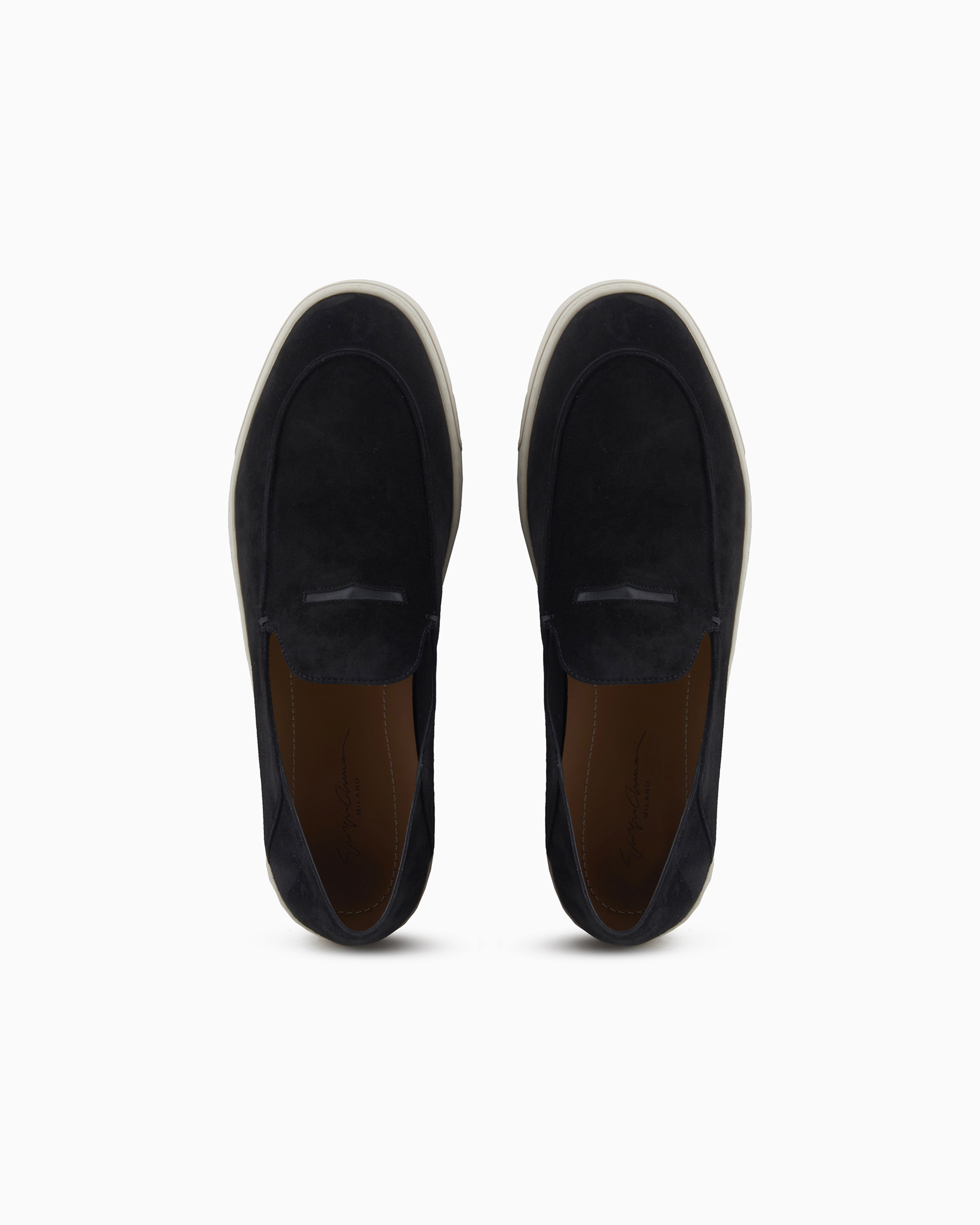 Giorgio Armani Official Store Suede Slip-ons In Black