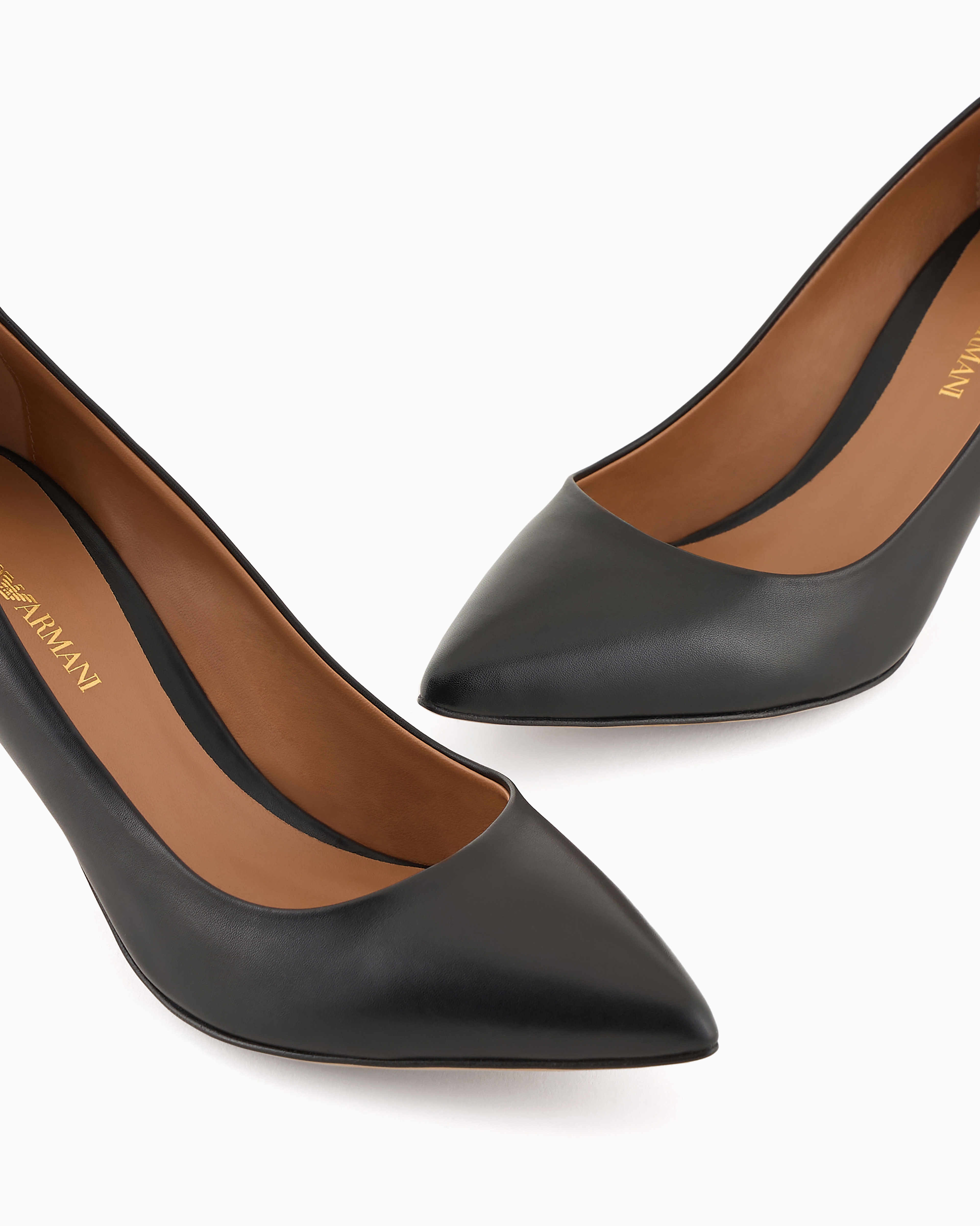 Emporio Armani Leather Court Shoes With Stiletto Heel In Black