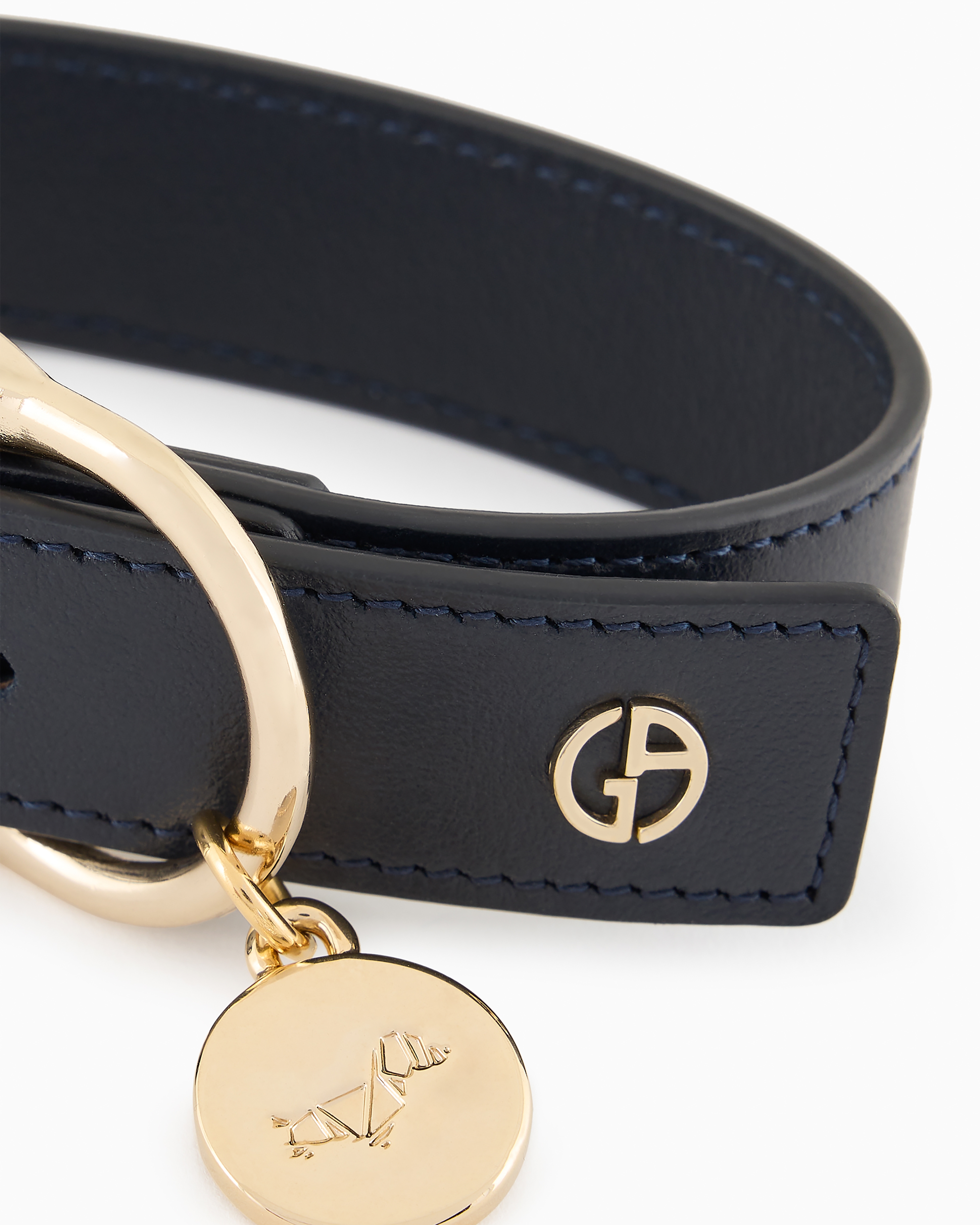 Giorgio Armani Poldo X Collar In Leather In Navy_blue