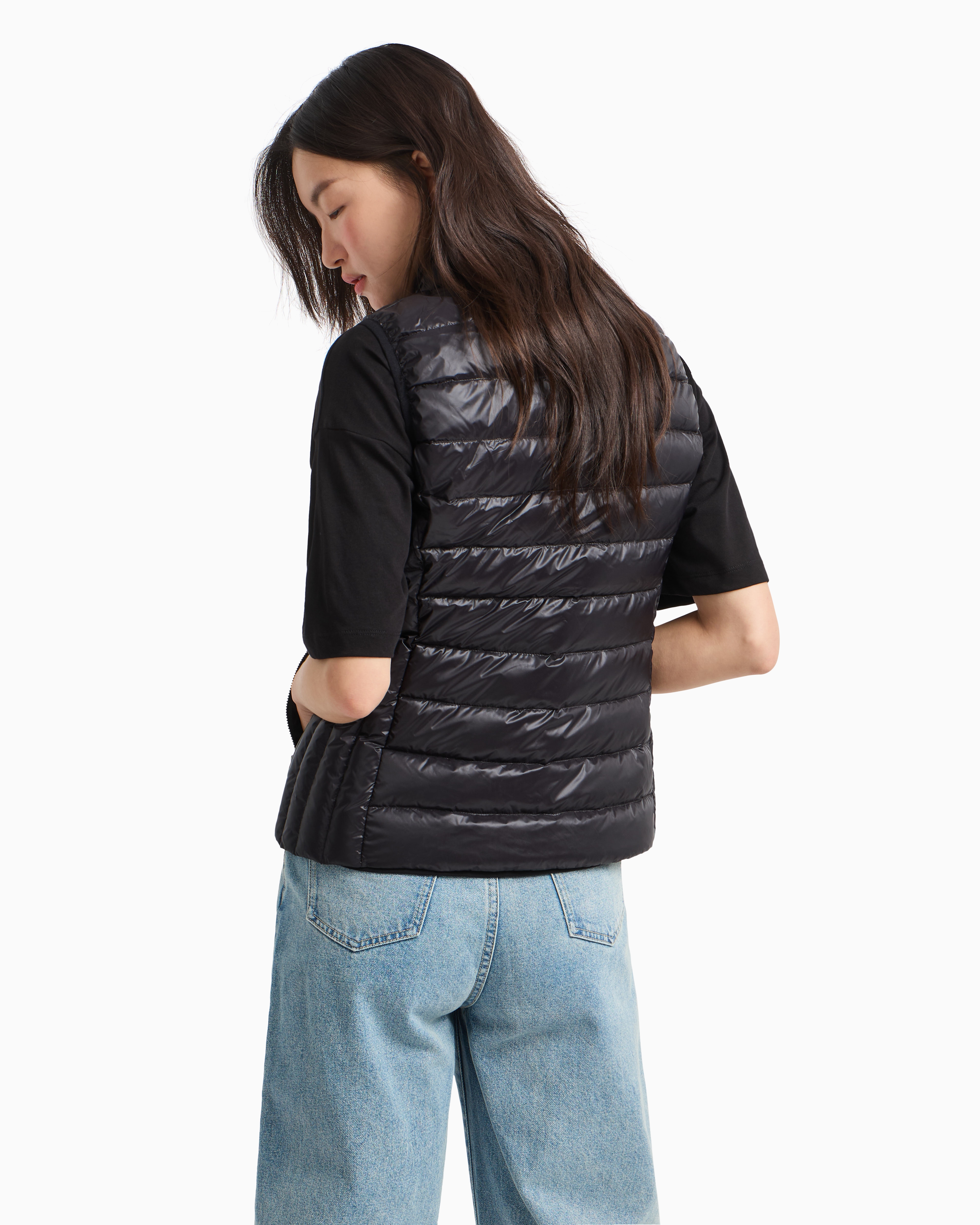 Armani Exchange Light Weight Real Down Vest In Black