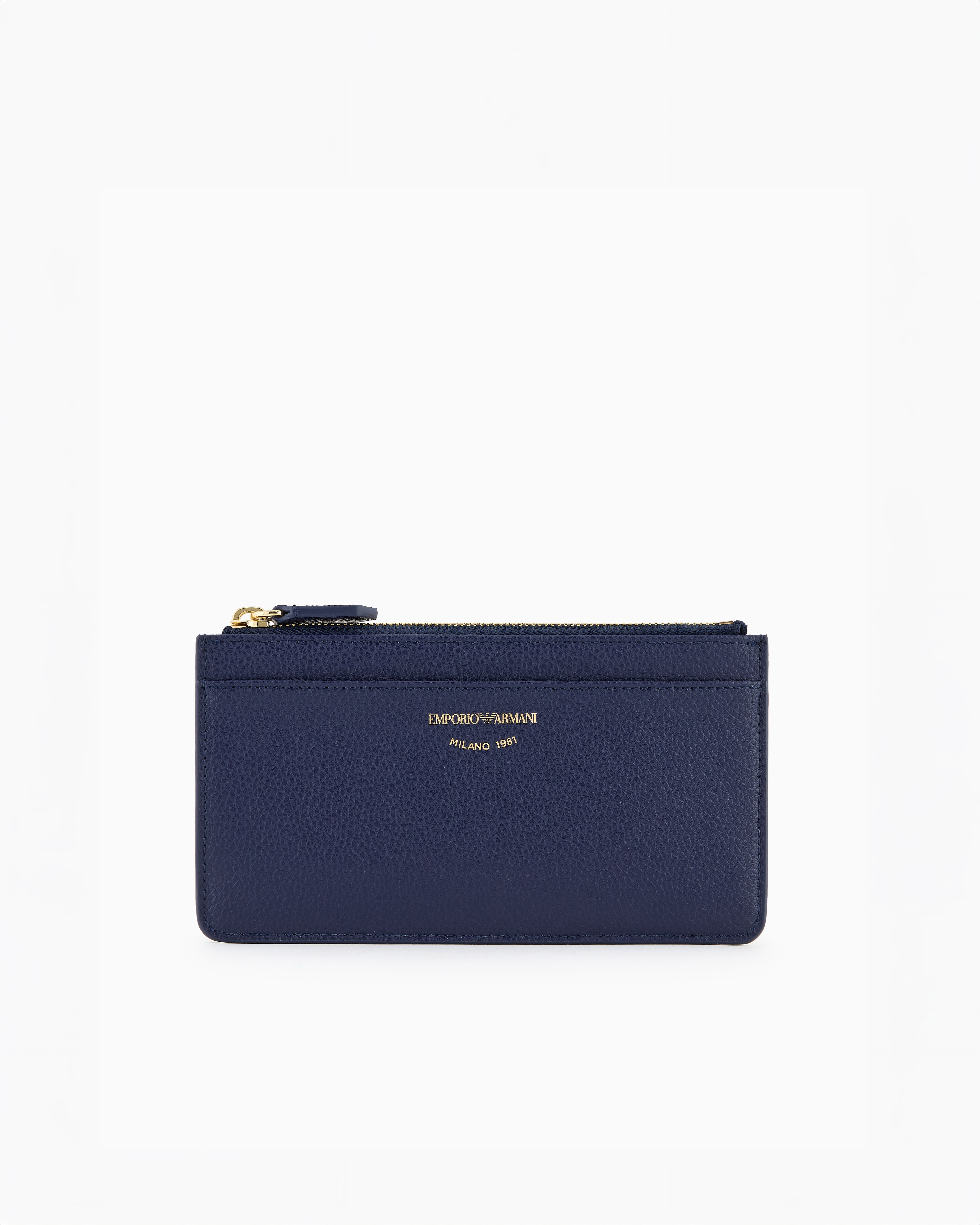 Emporio Armani Myea Deer-print Card Holder With Zip In Blue