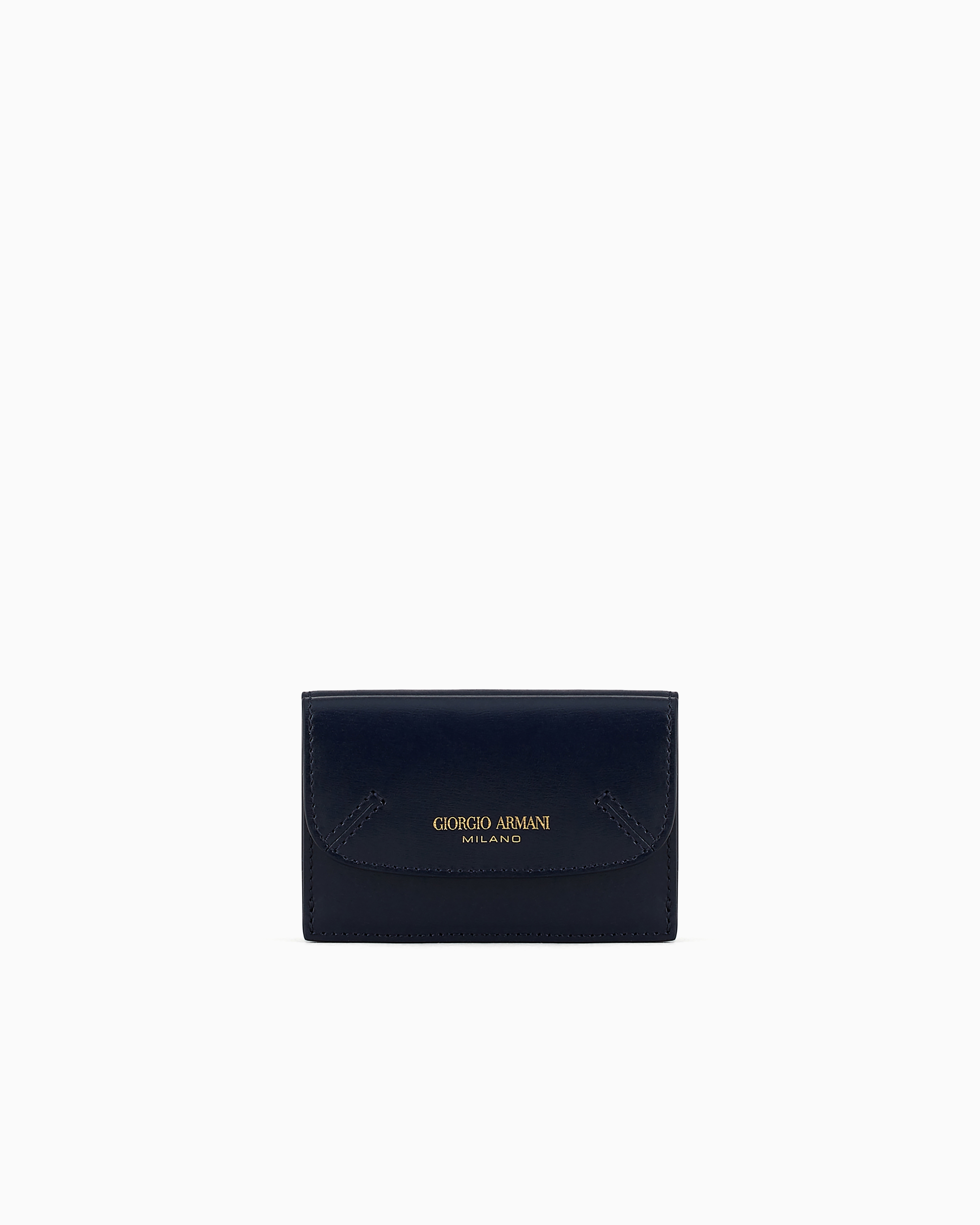 Giorgio Armani Mini La Prima Trifold Wallet In Palmellato Leather In Blue