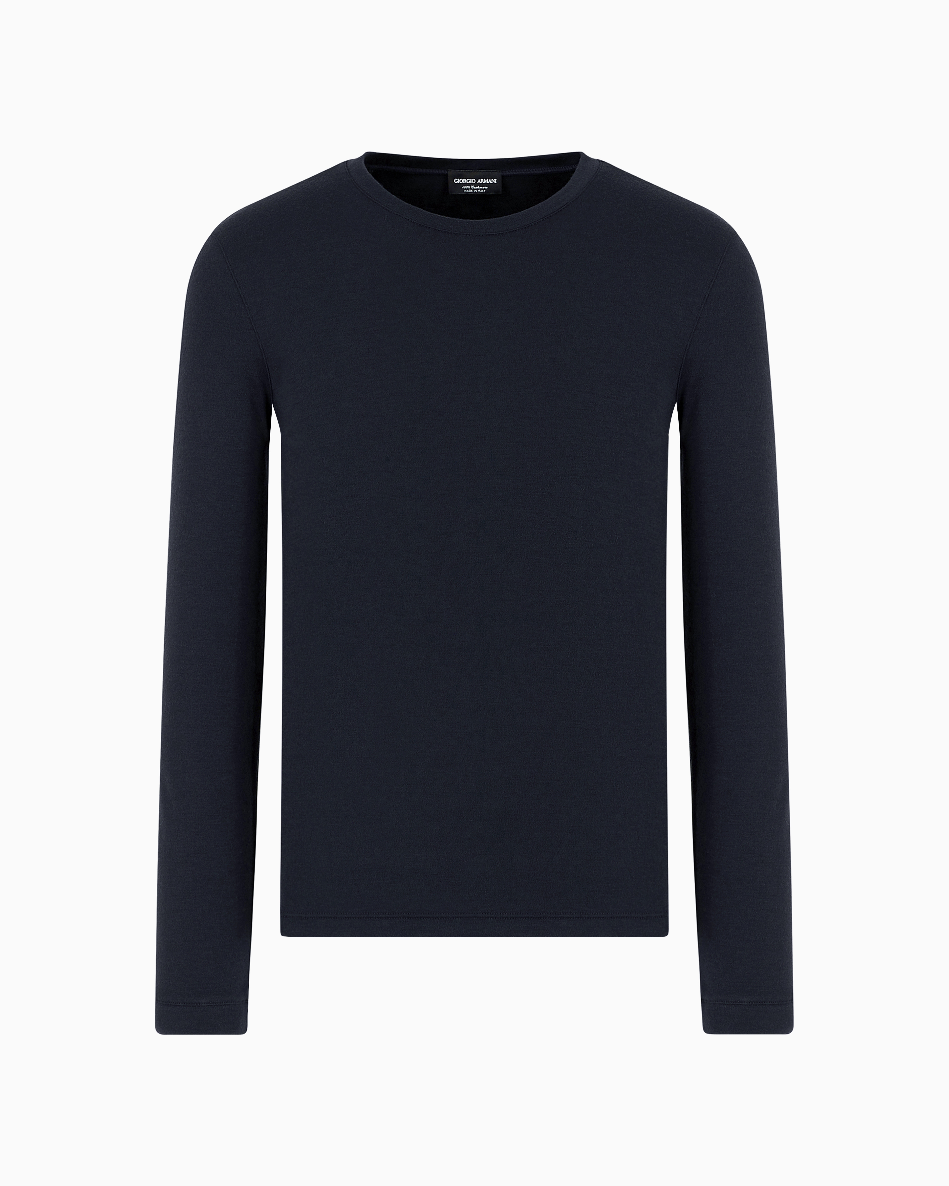 Giorgio Armani Icon Cashmere Interlock Crew-neck Jumper In Navy_blue