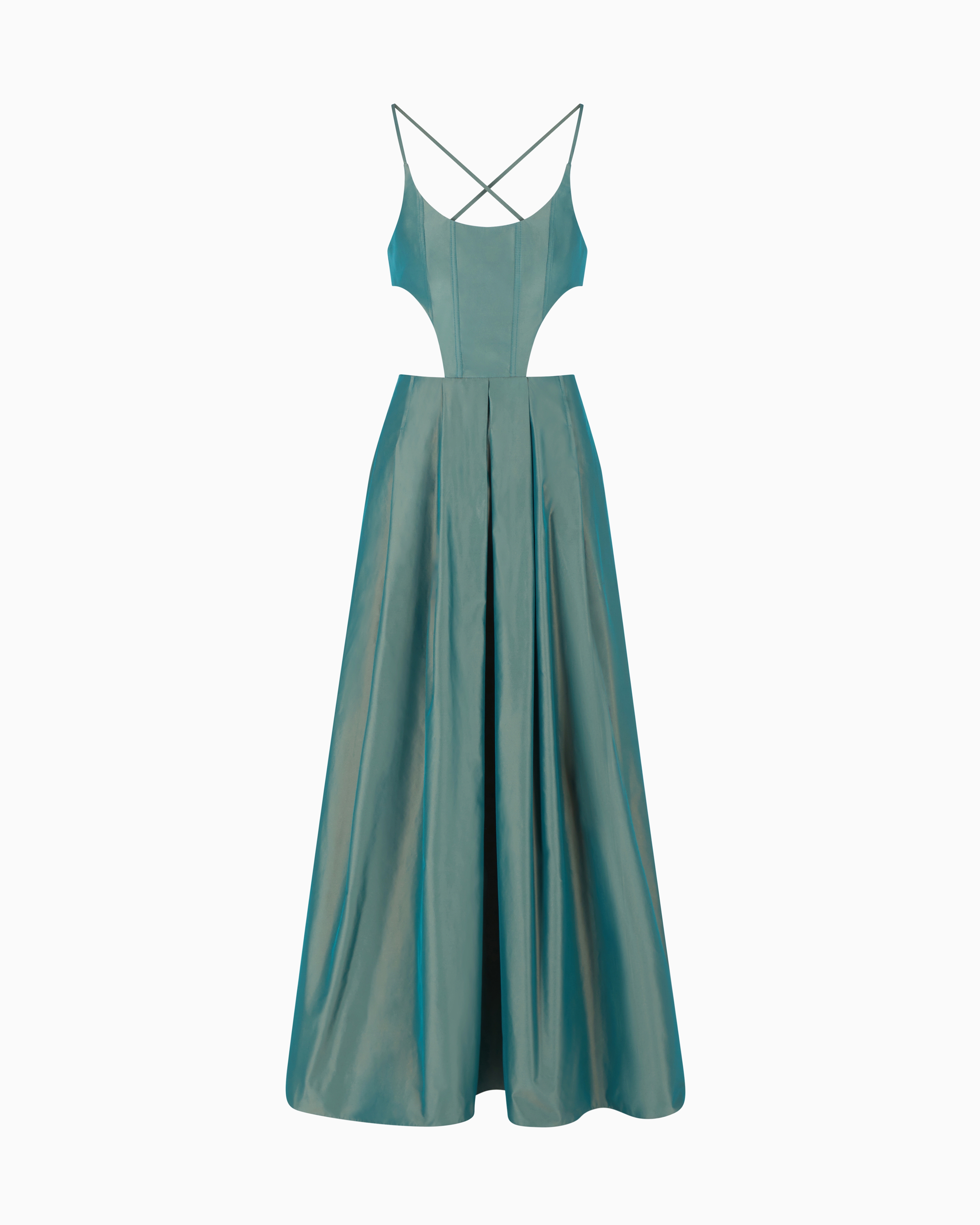 Emporio Armani Cut-out Bodice Floor-length Dress Straps In Green