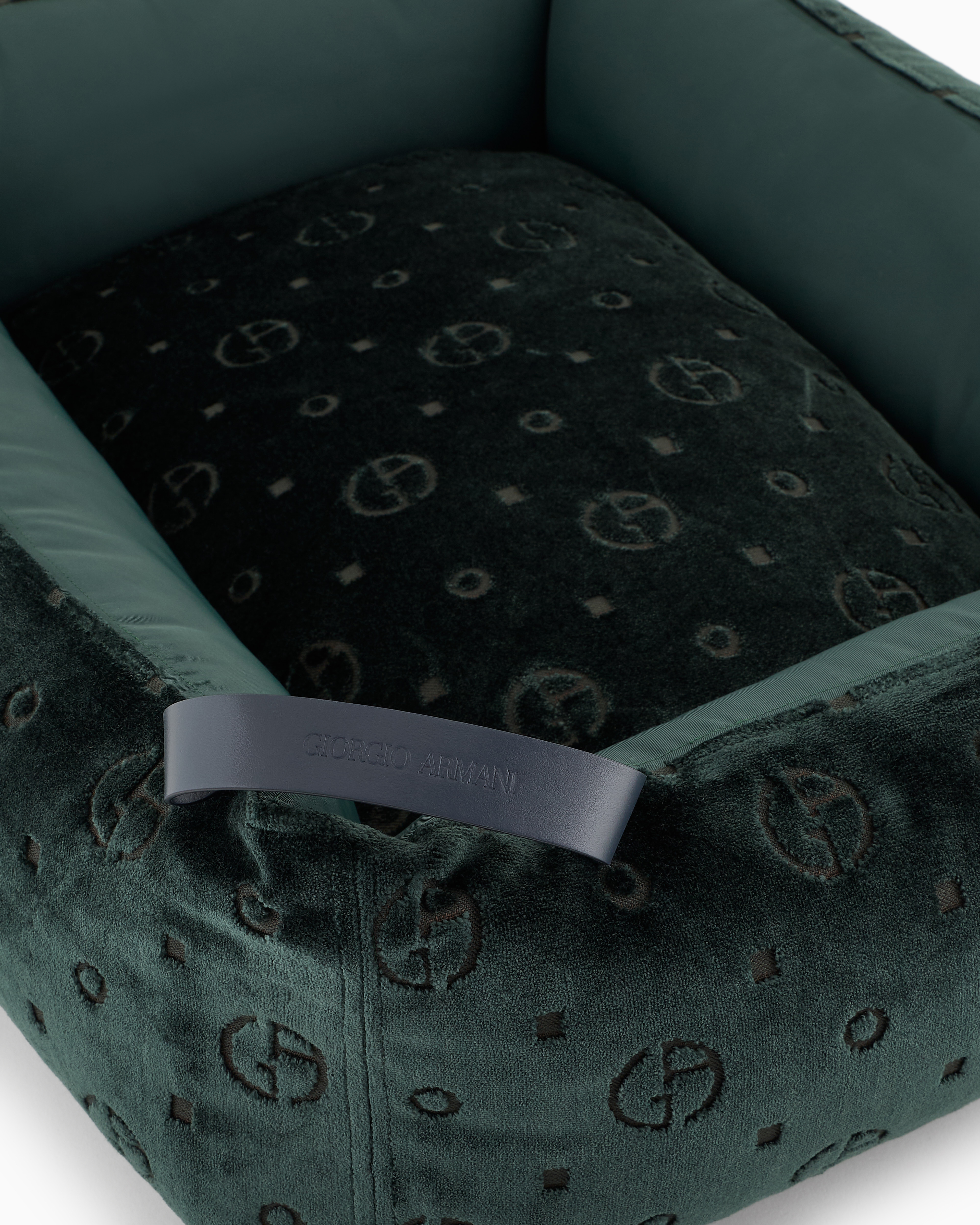 Giorgio Armani Poldo X Dog Bed In Monogram Jacquard Velvet In Green