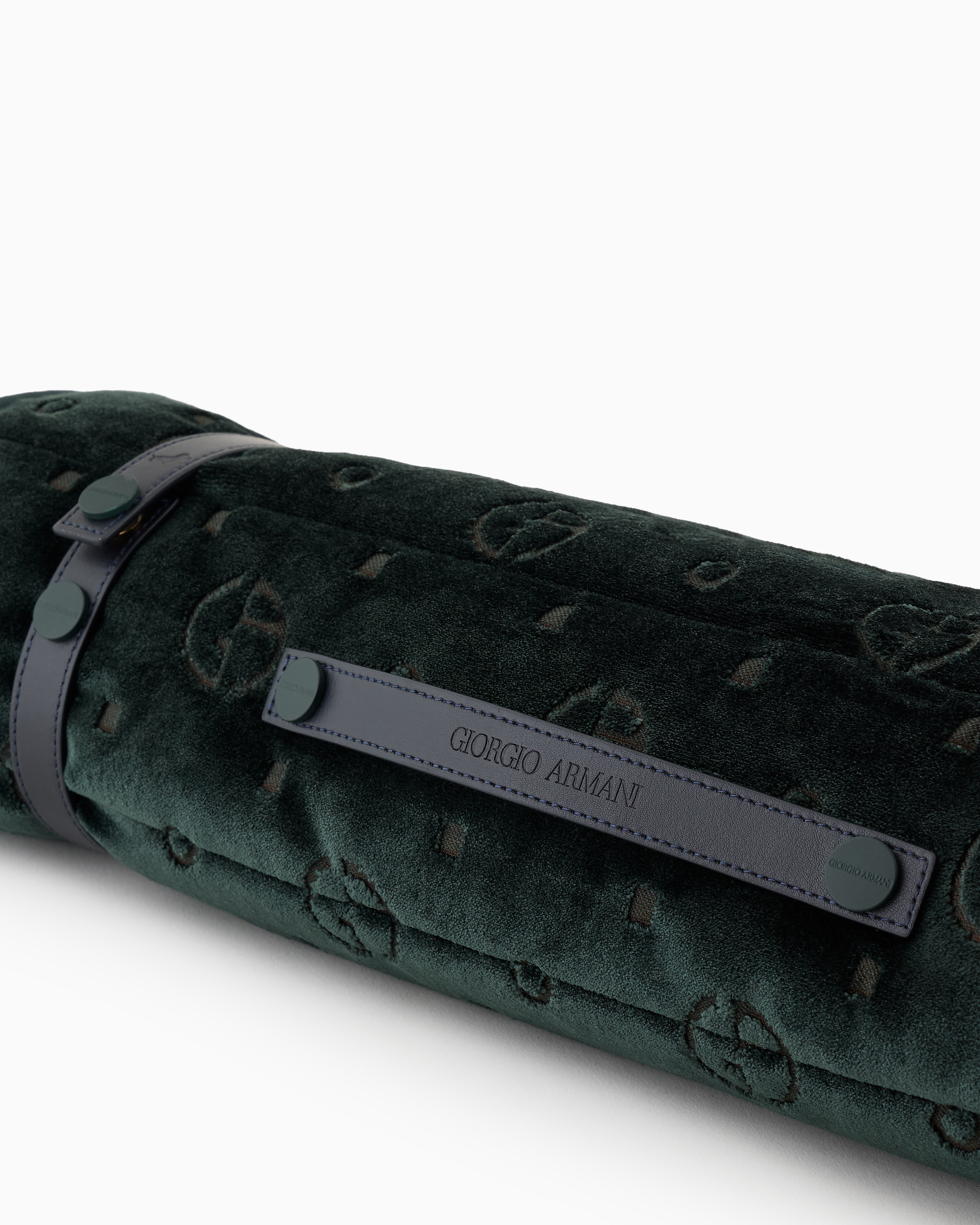 Giorgio Armani Poldo X  Travel Mat In Monogram Jacquard Velvet In Green
