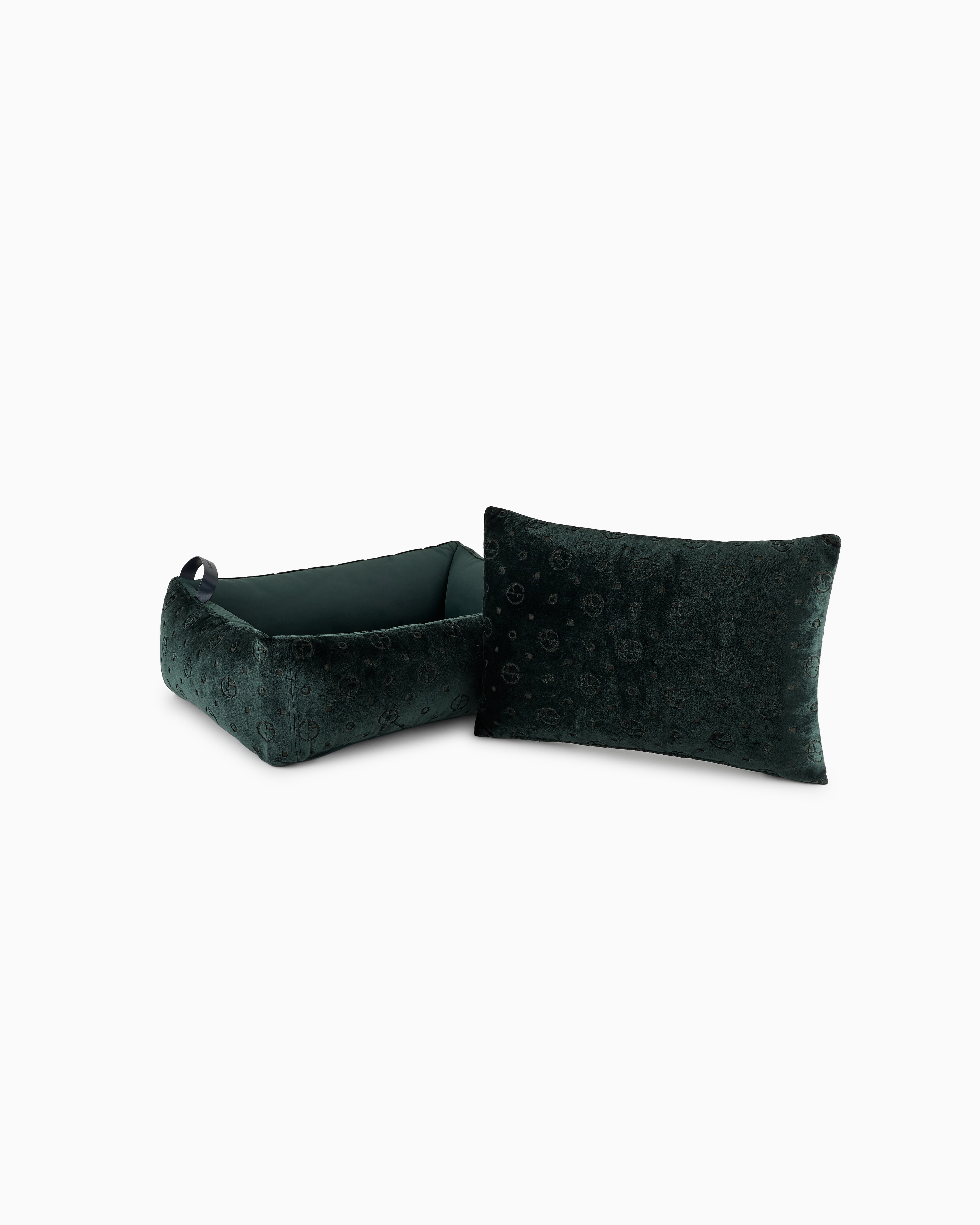 Giorgio Armani Poldo X Dog Bed In Monogram Jacquard Velvet In Green
