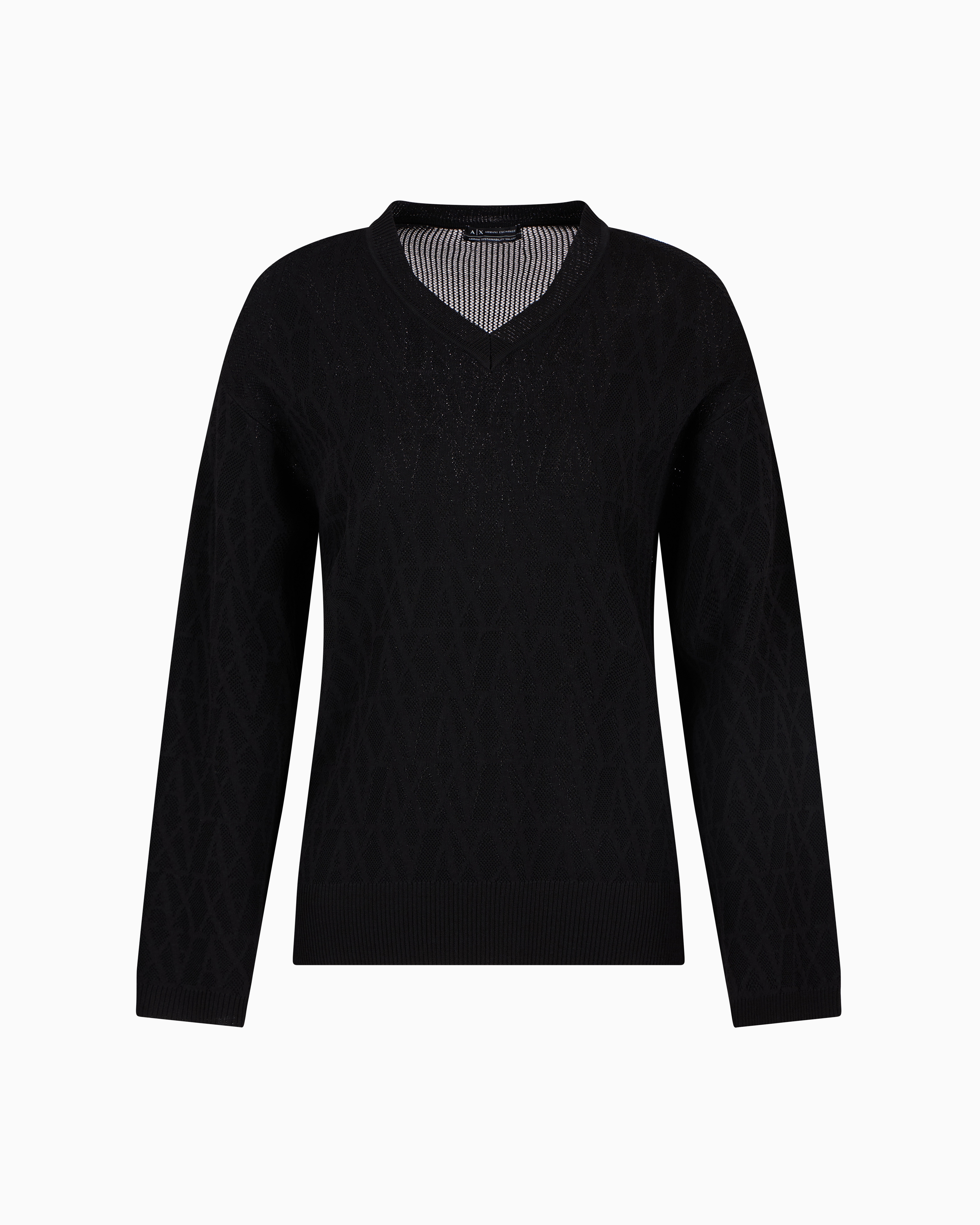 ジャケット EMPORIO ARMANI Women Sweater 7W000275AF12501UC001 BLACK Armani Exchange Women's Black Long Sleeved Zip Button Knit