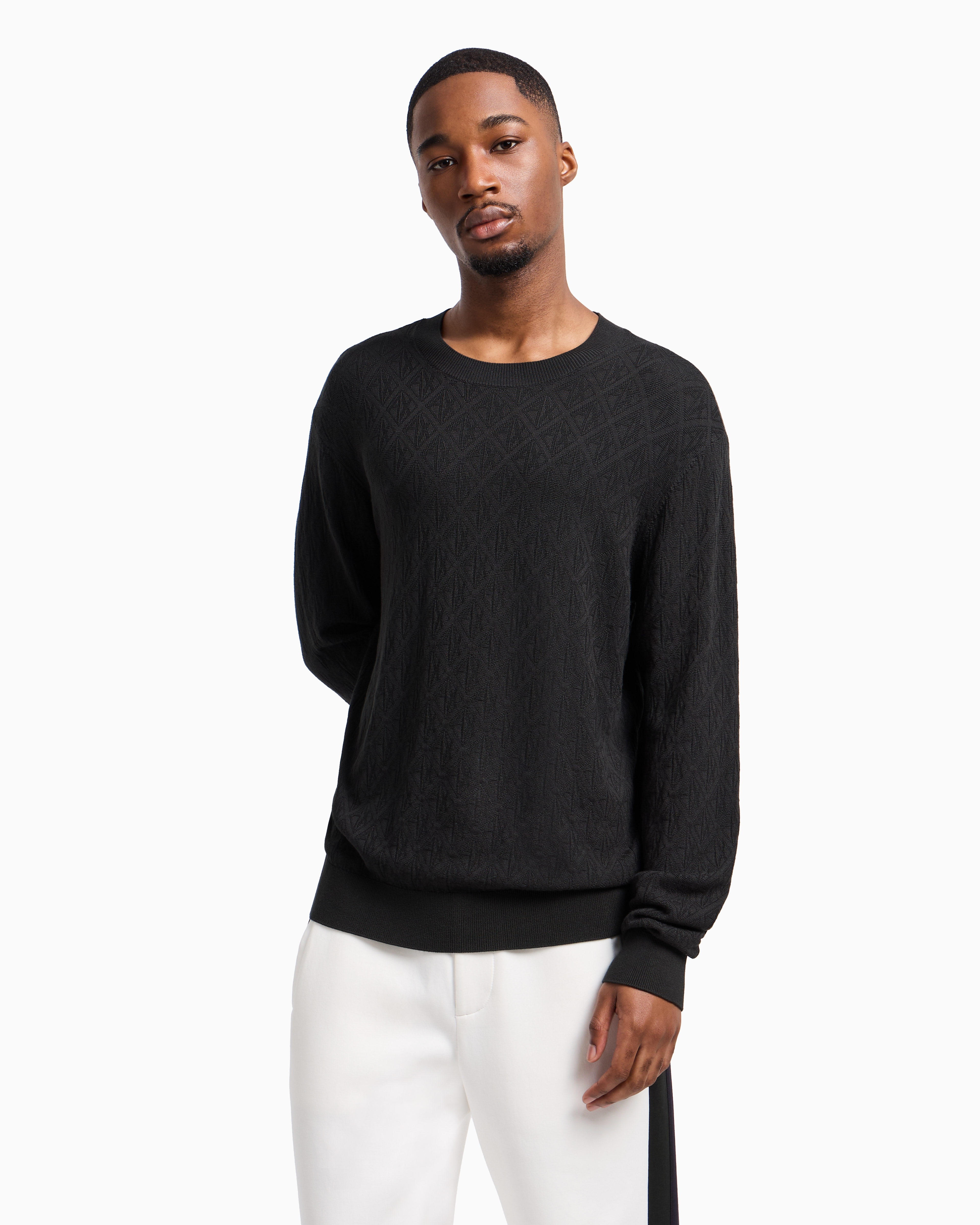 Armani Exchange Asv Tone-on-tone Logo Crewneck Sweater In Green