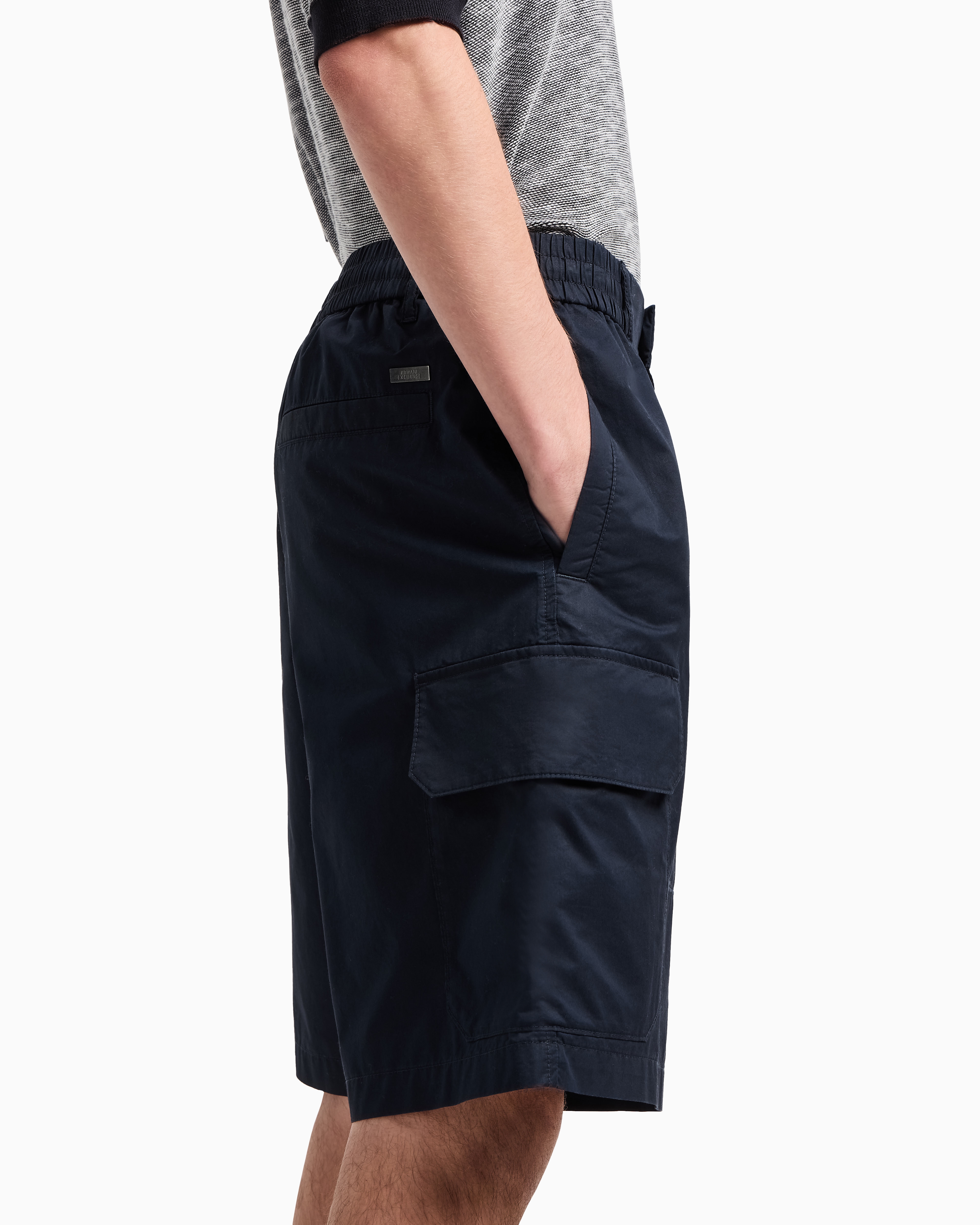 Armani Exchange Mens Milano Edition Cargo Shorts In Navy Blue