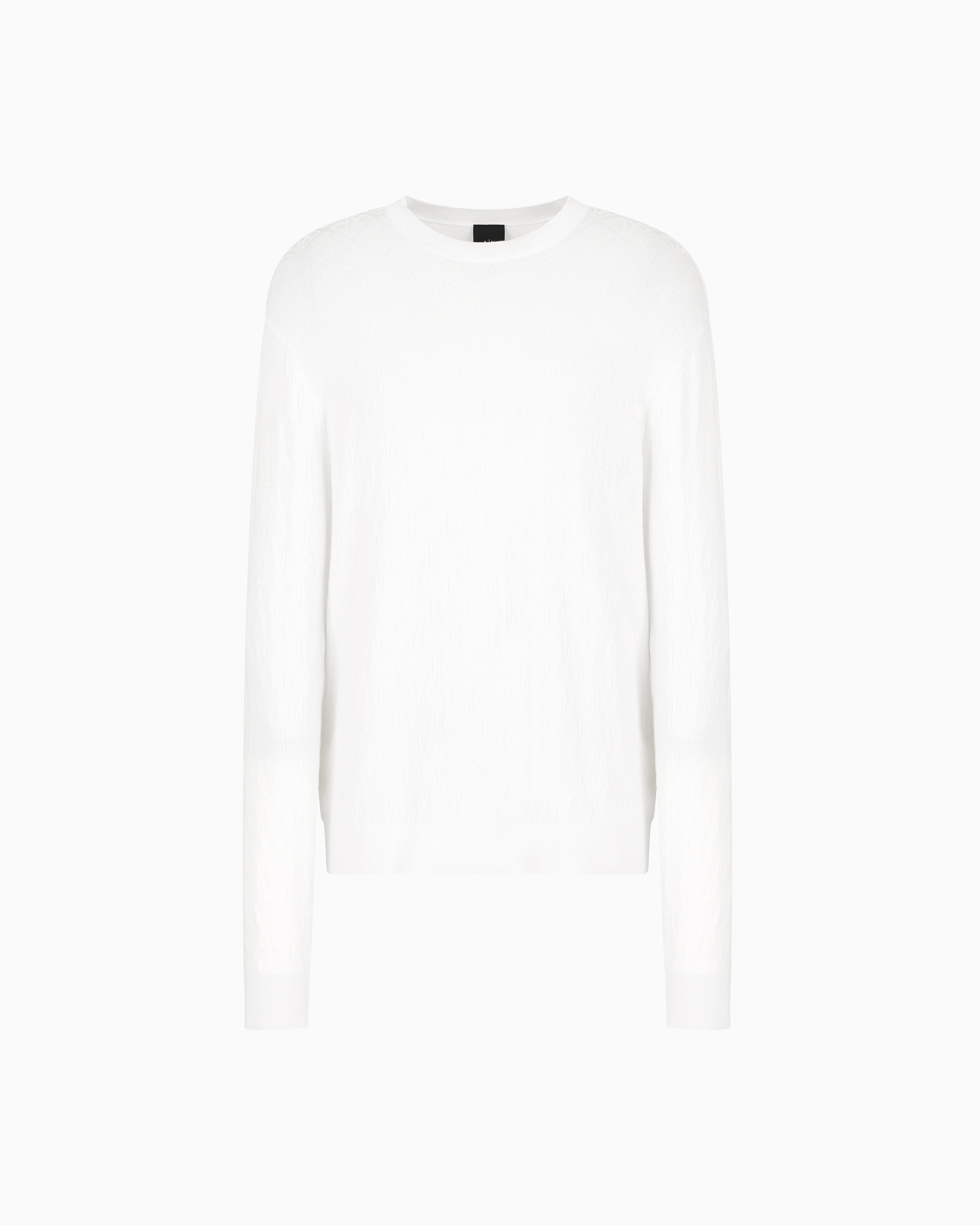 Armani Exchange Asv Tone-on-tone Logo Crewneck Sweater In White