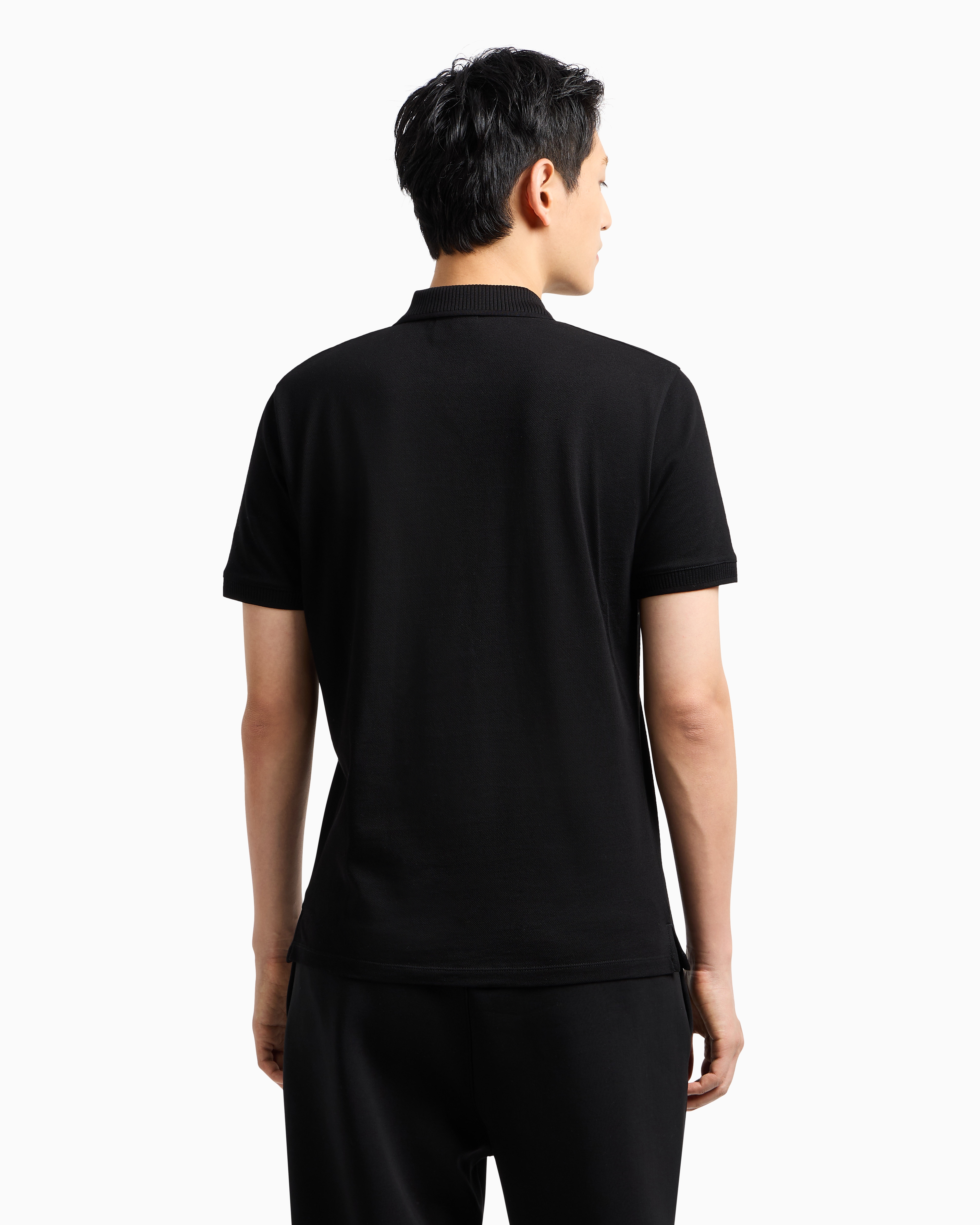 Emporio Armani Cotton Polo Shirt In Black