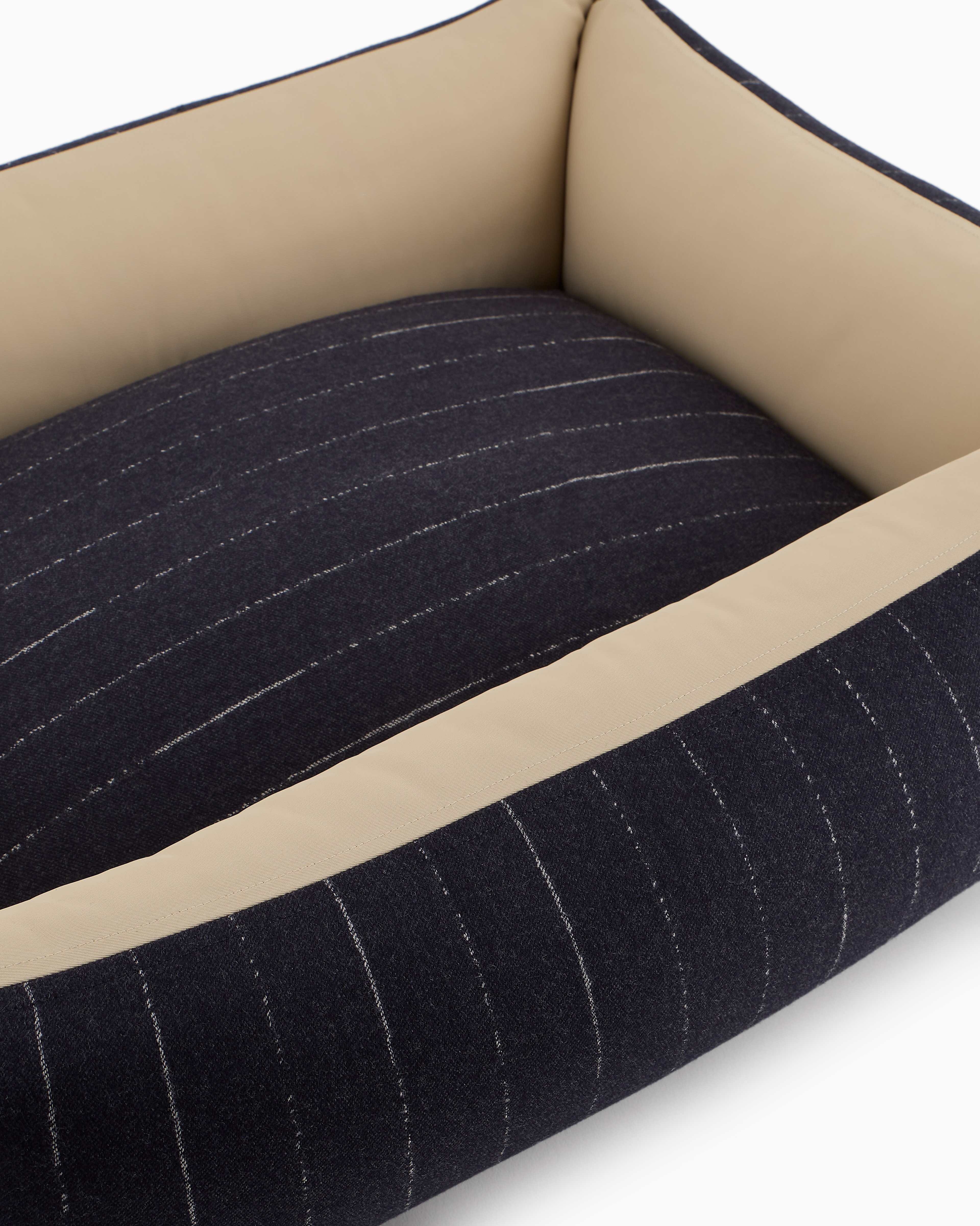 Giorgio Armani Poldo X  Dog Bed In Pinstriped Virgin Wool In Blue
