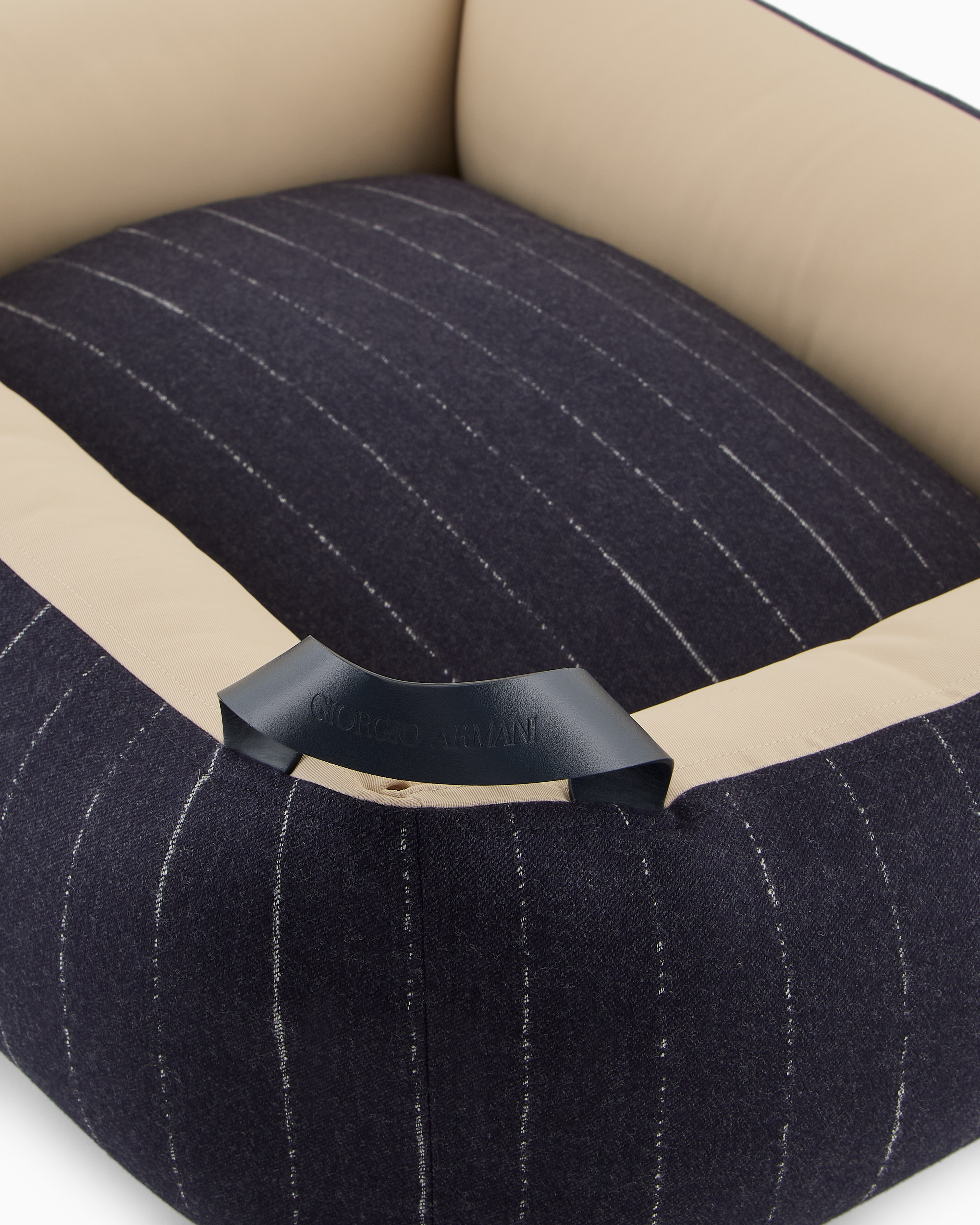 Giorgio Armani Poldo X  Dog Bed In Pinstriped Virgin Wool In Blue