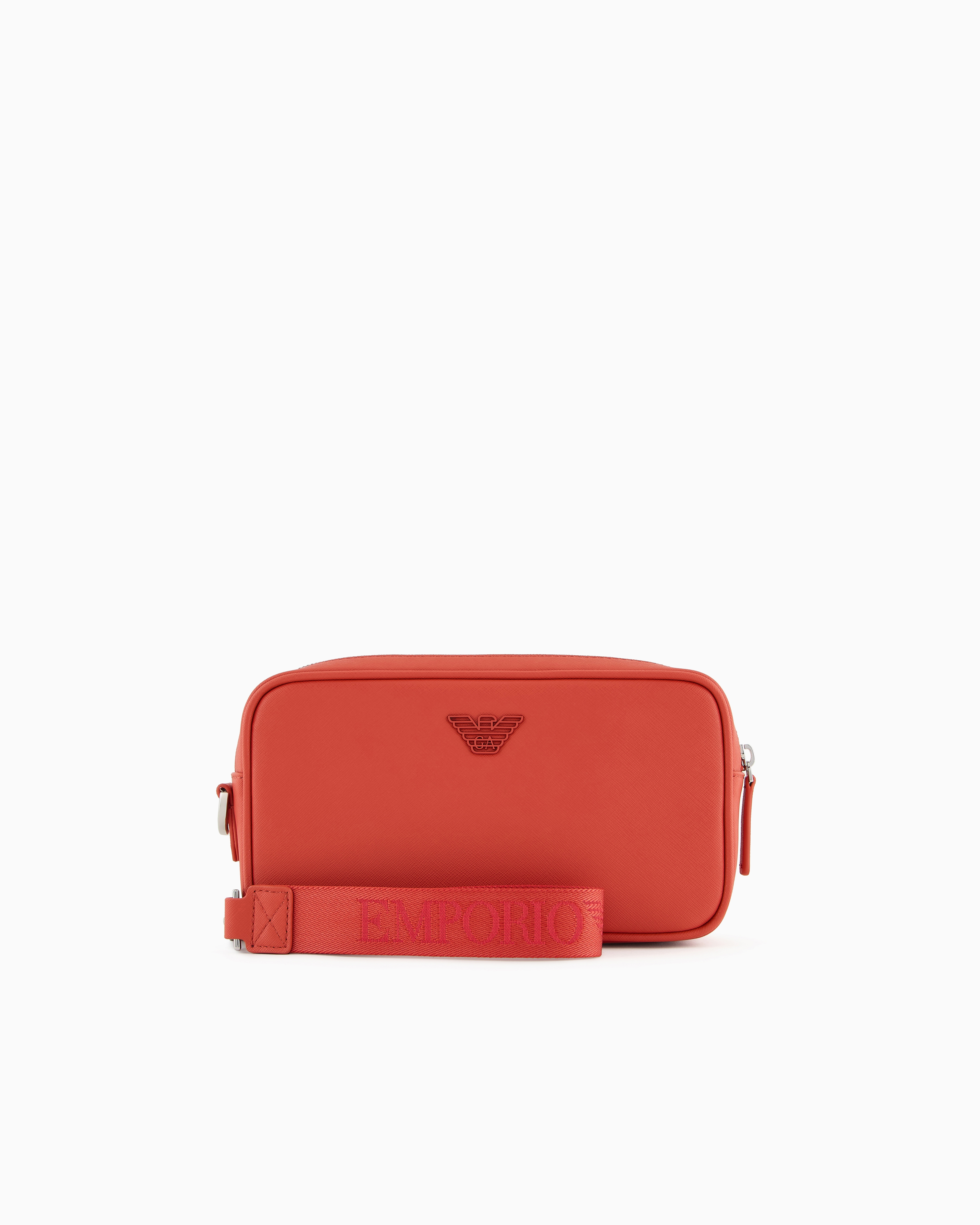Emporio Armani Red Asv Regenerated Saffiano Washbag Tu