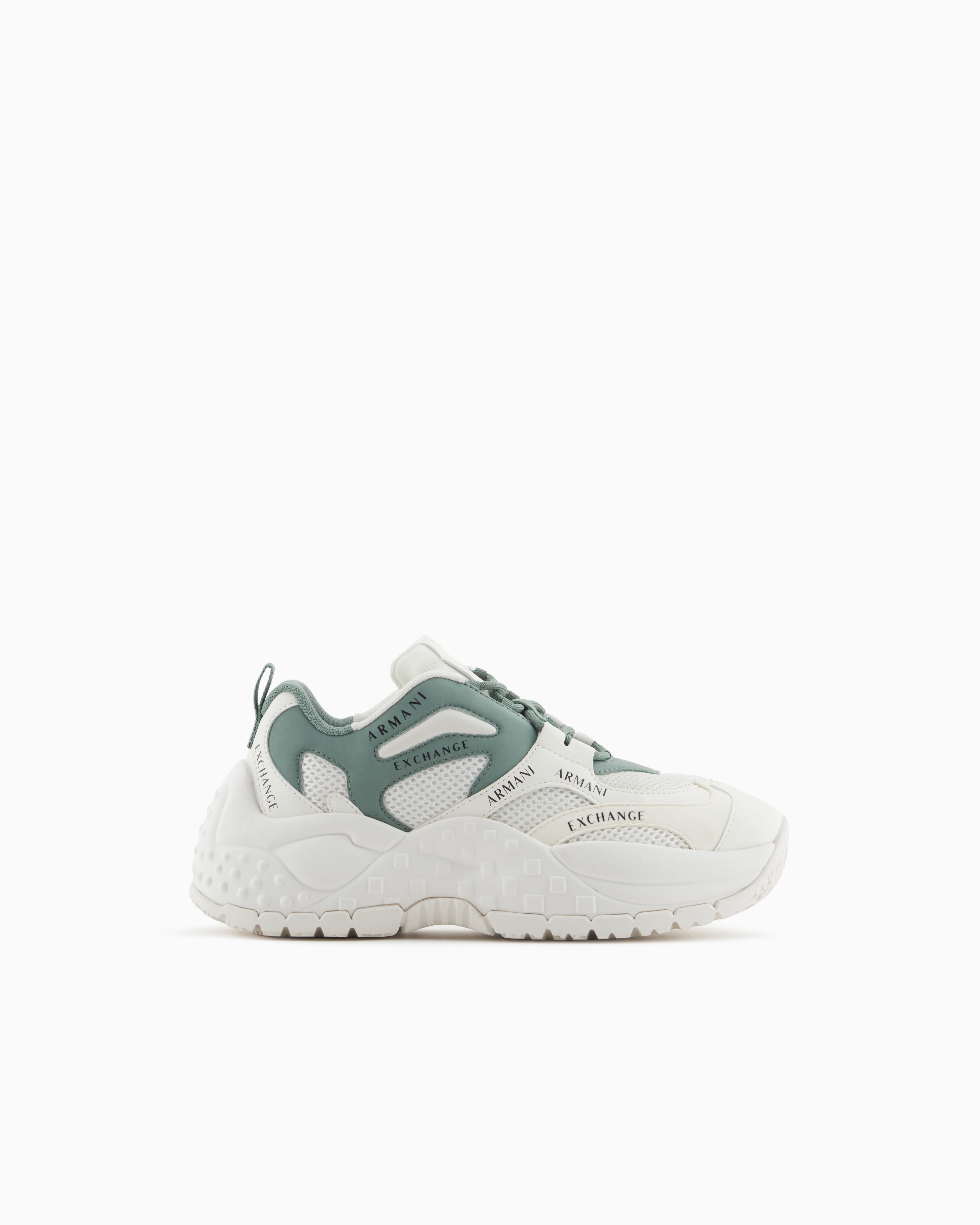 Armani Exchange Mesh Sneakers With Custom Tread In Green