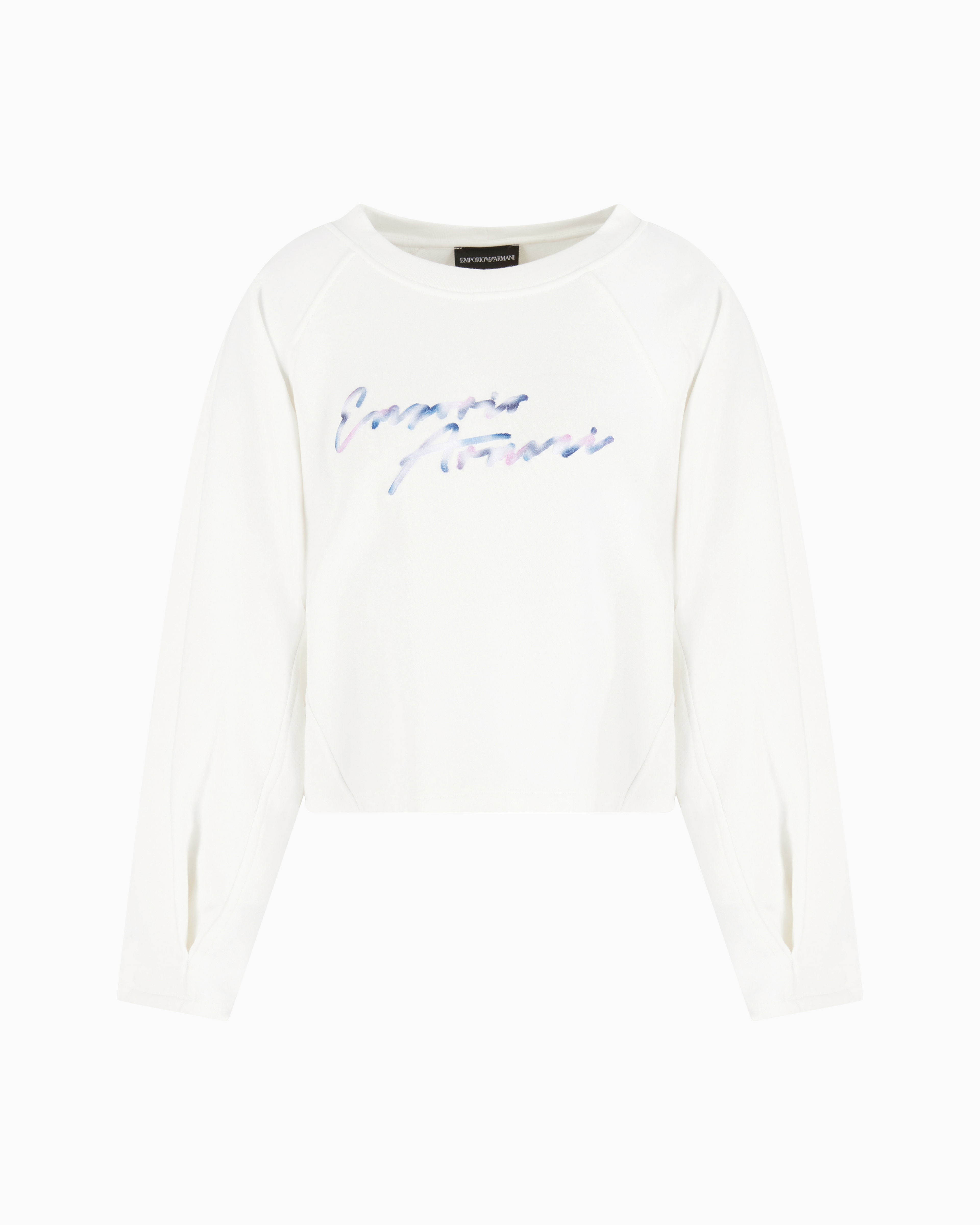 Emporio Armani French Terry Jersey Sweatshirt With Logo In White