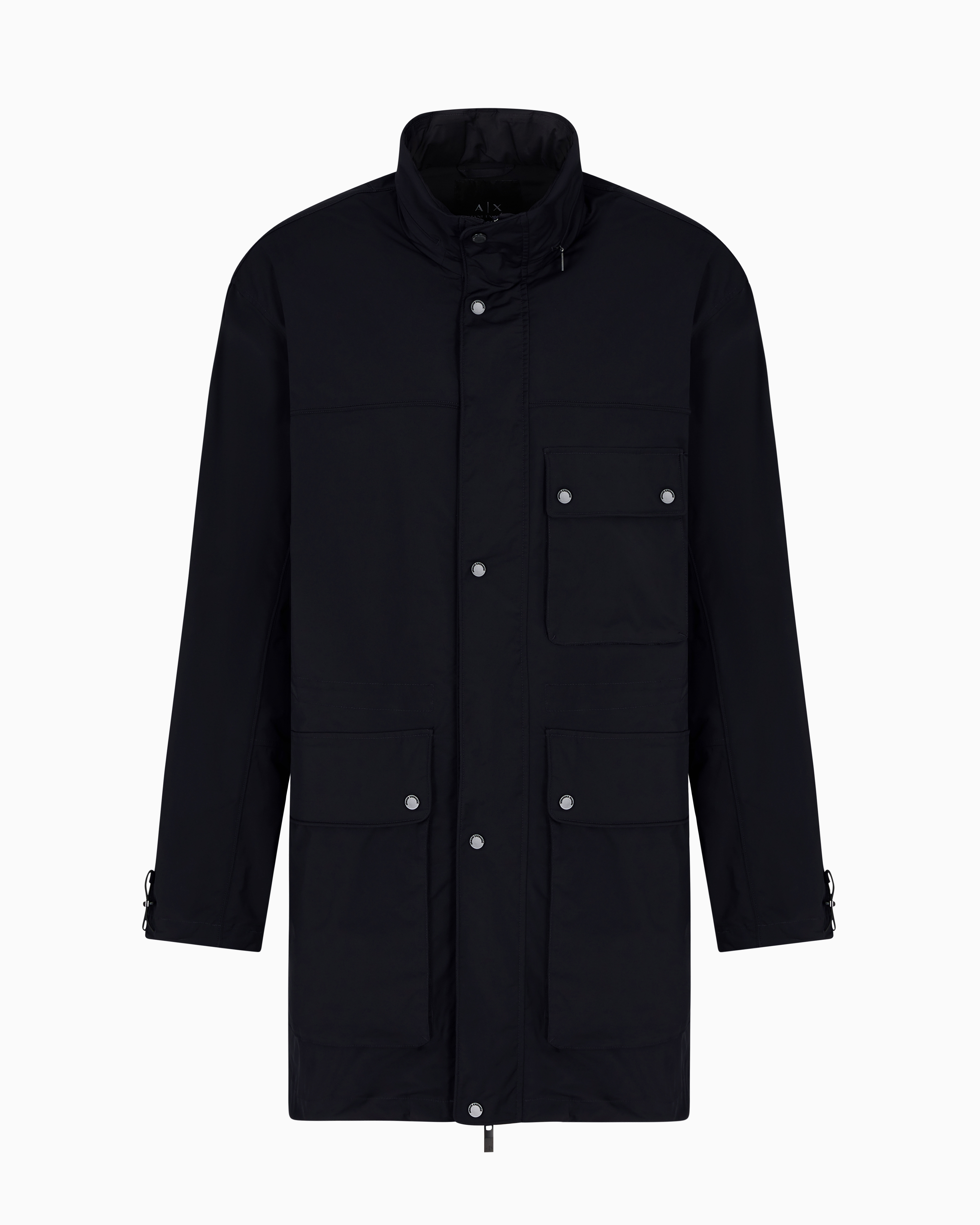 Armani Exchange Trench With Maxi Pockets In Navy Blue