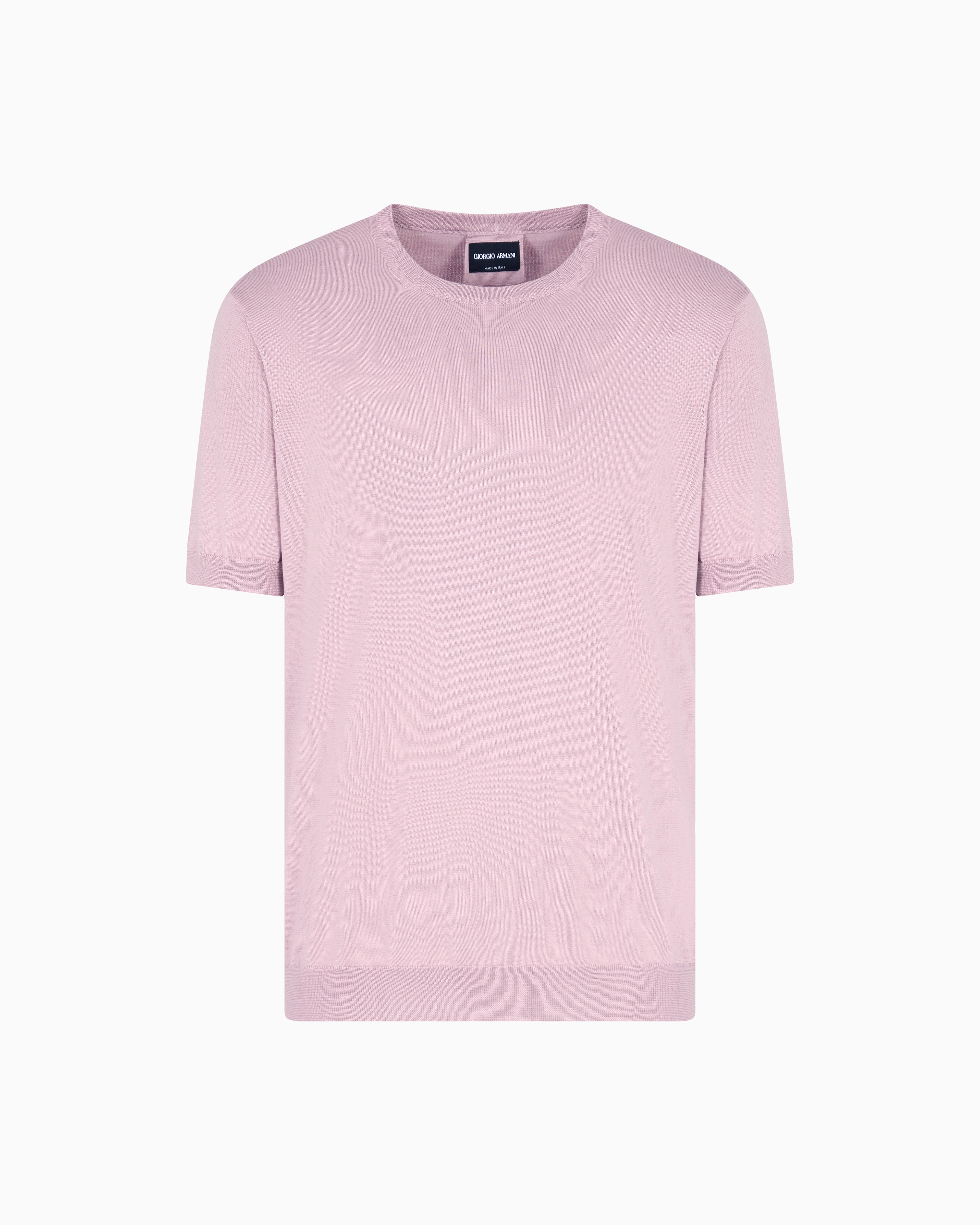 Giorgio Armani Short-sleeved, Crew-neck Jumper In Silk And Cotton In Pink