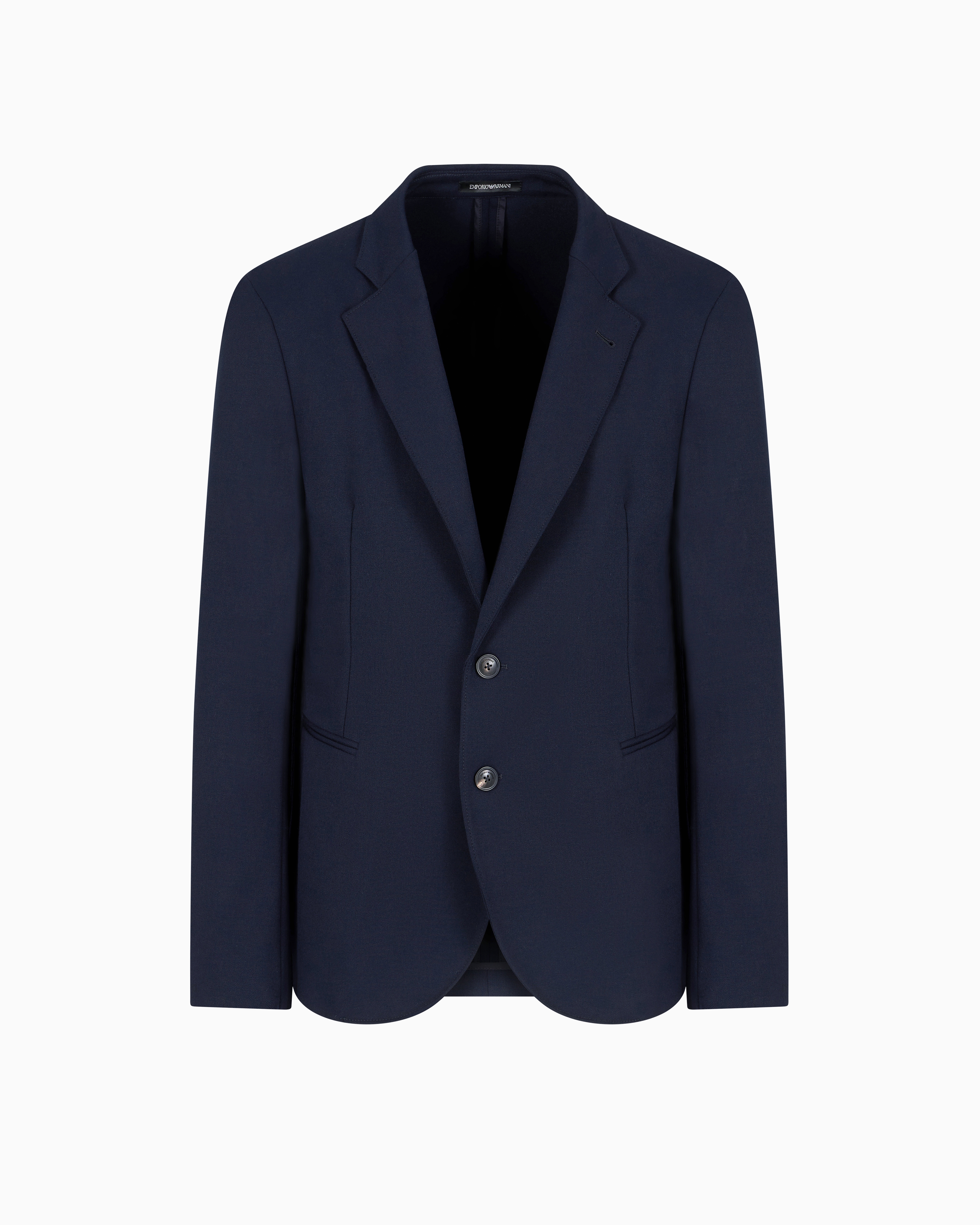 Emporio Armani Single-breasted Jacket In A Jacquard Double Jersey Knit In Blue