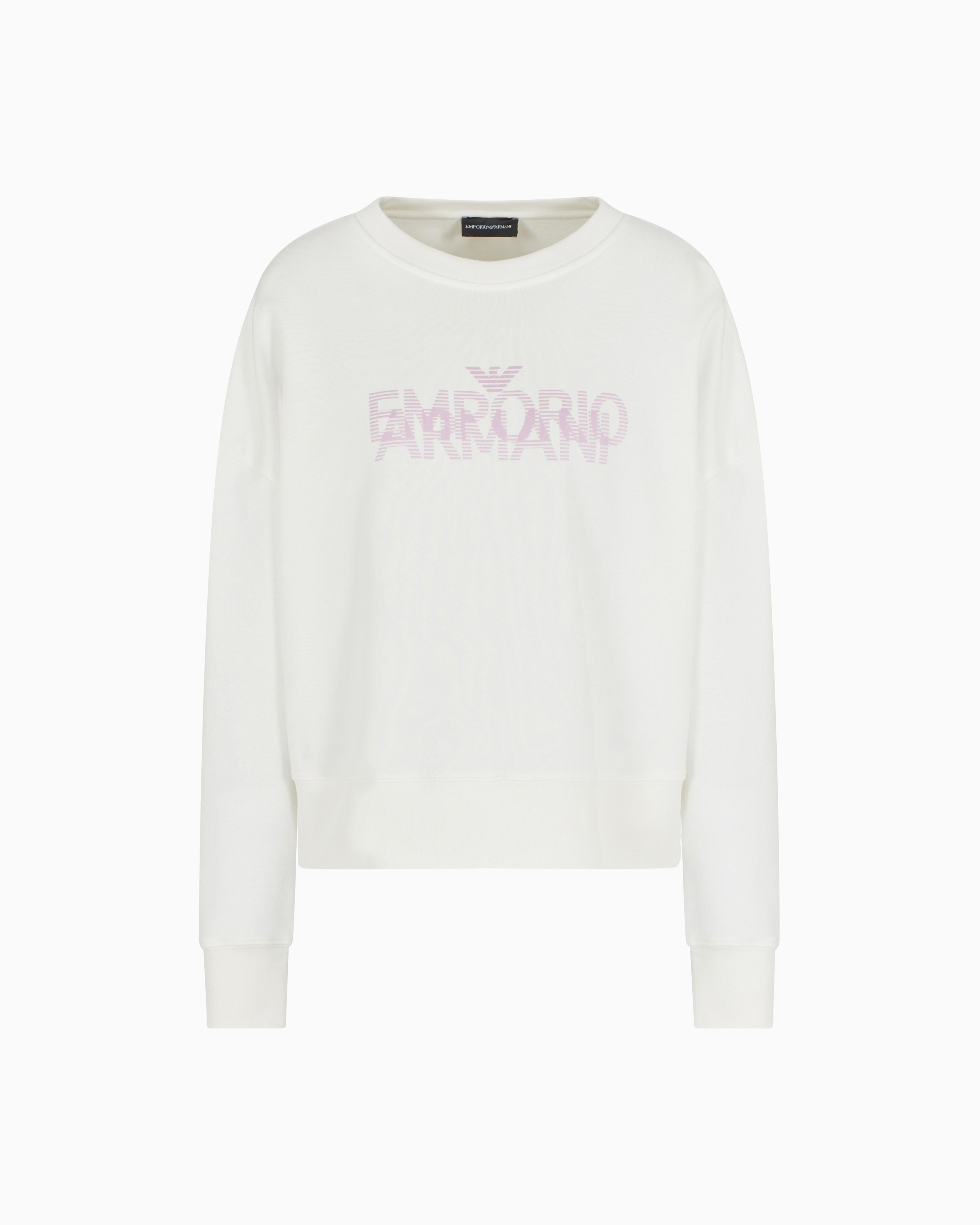 Emporio Armani Sweatshirt In French Terry Cotton With Oversized Logo In White