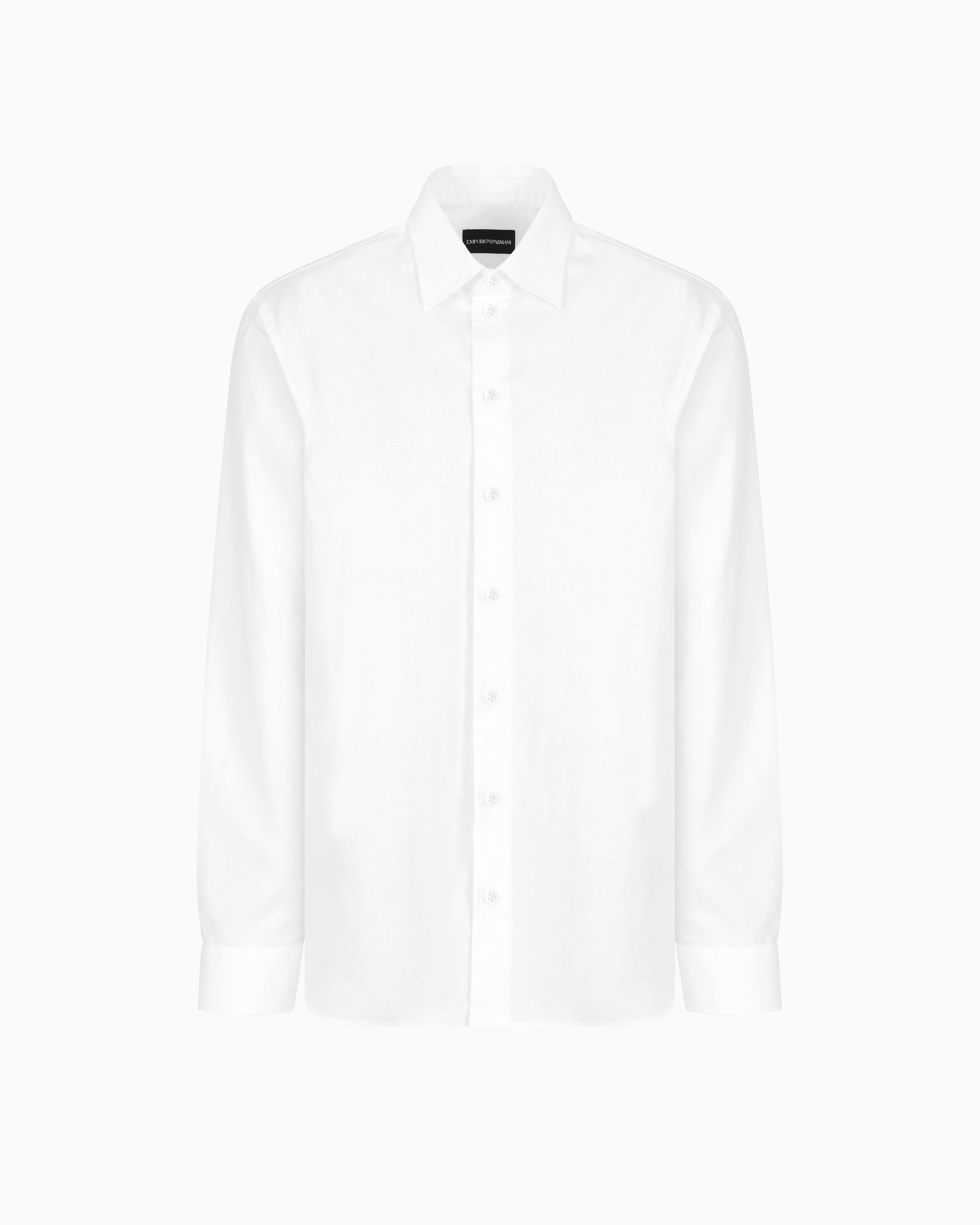 Emporio Armani Garment-dyed Linen Shirt With French Collar In White