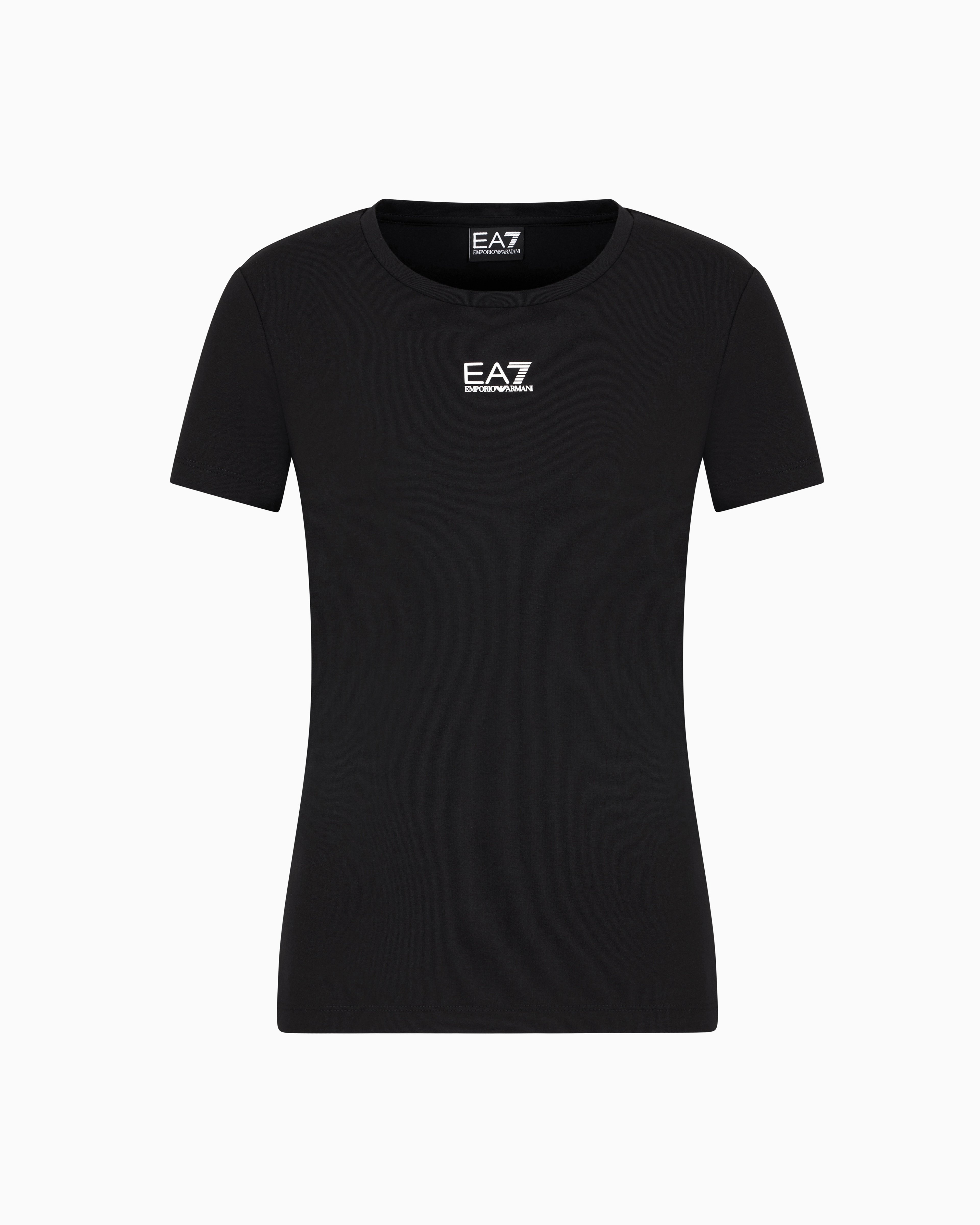 Ea7 Logo Series Stretch Cotton And Modal T-shirt In Black