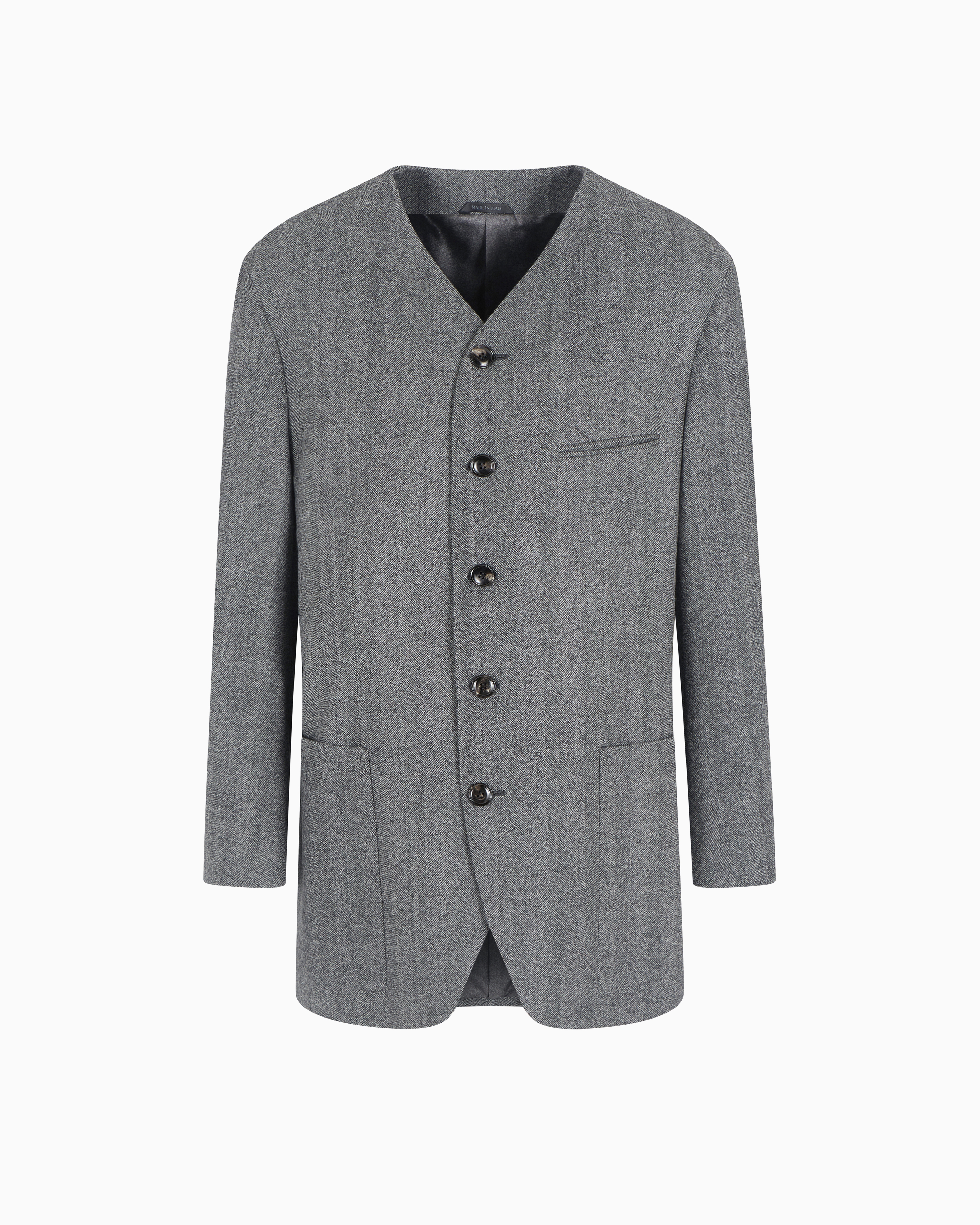 Giorgio Armani Heritage Line Single-breasted Jacket In Chevron Jacquard Virgin Wool