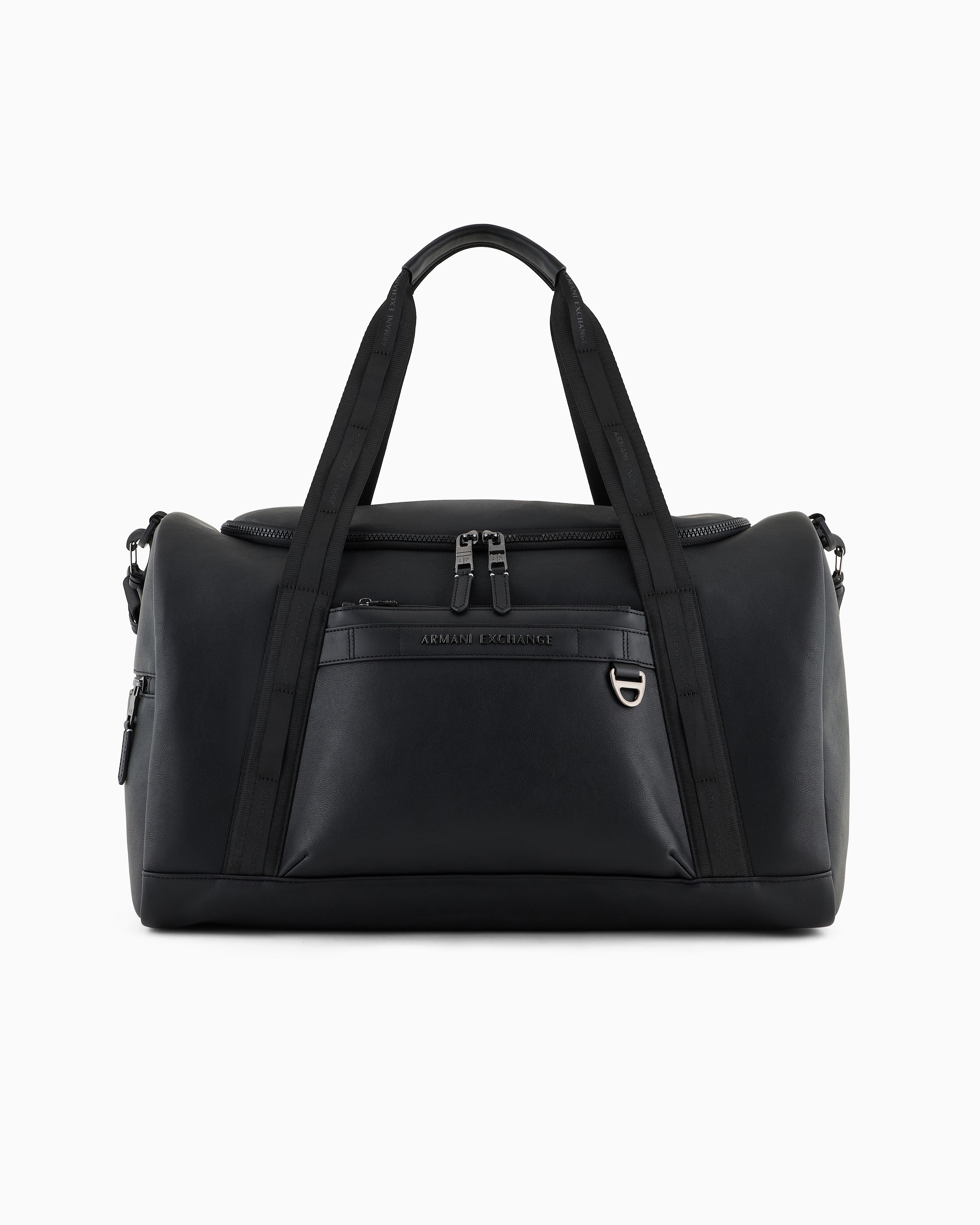 Armani Exchange Duffel Bag In Resistant Coated Material With Two Handles In Black