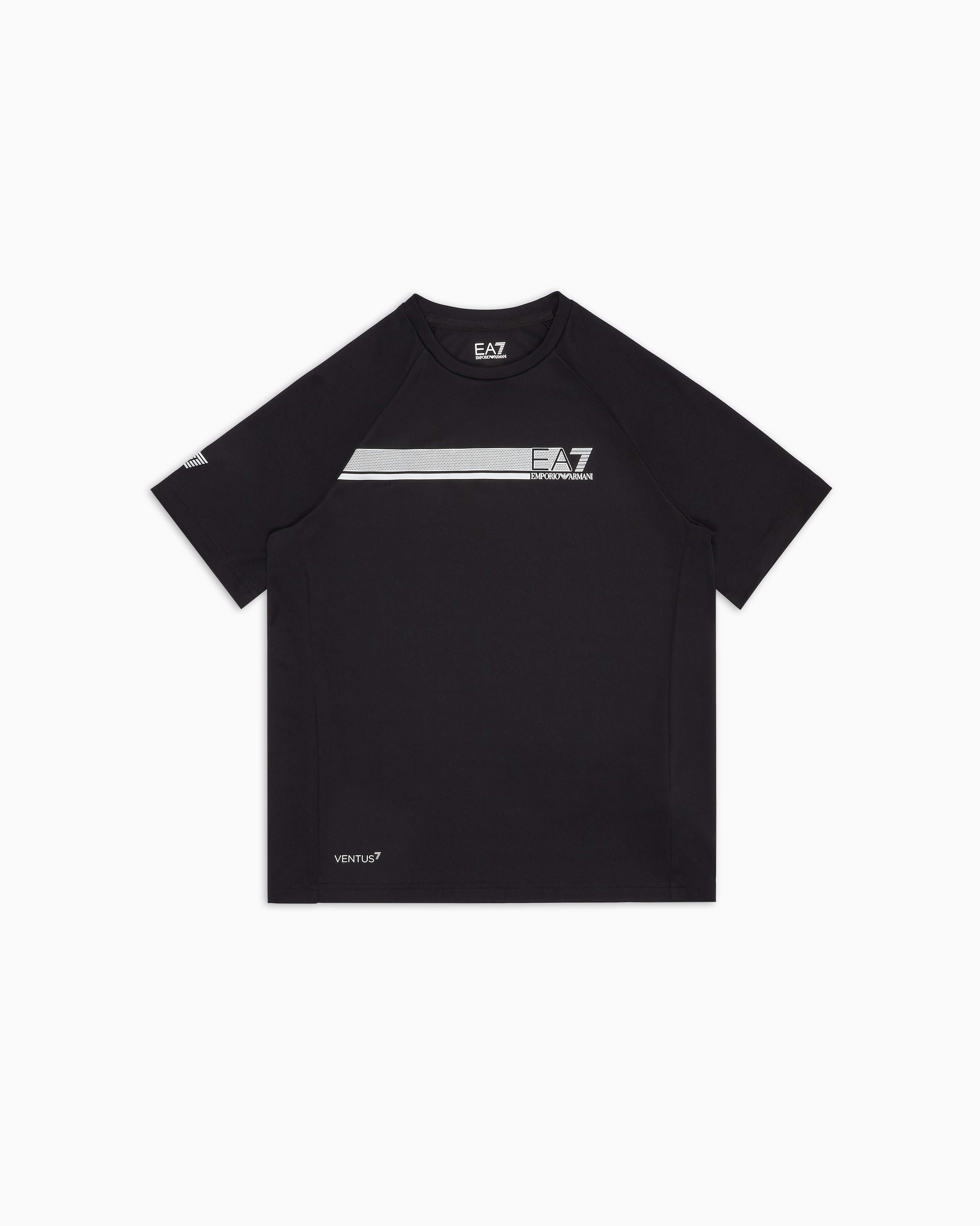 Ea7 Tennis Pro Boy T-shirt In Ventus7 Technical Fabric In Black