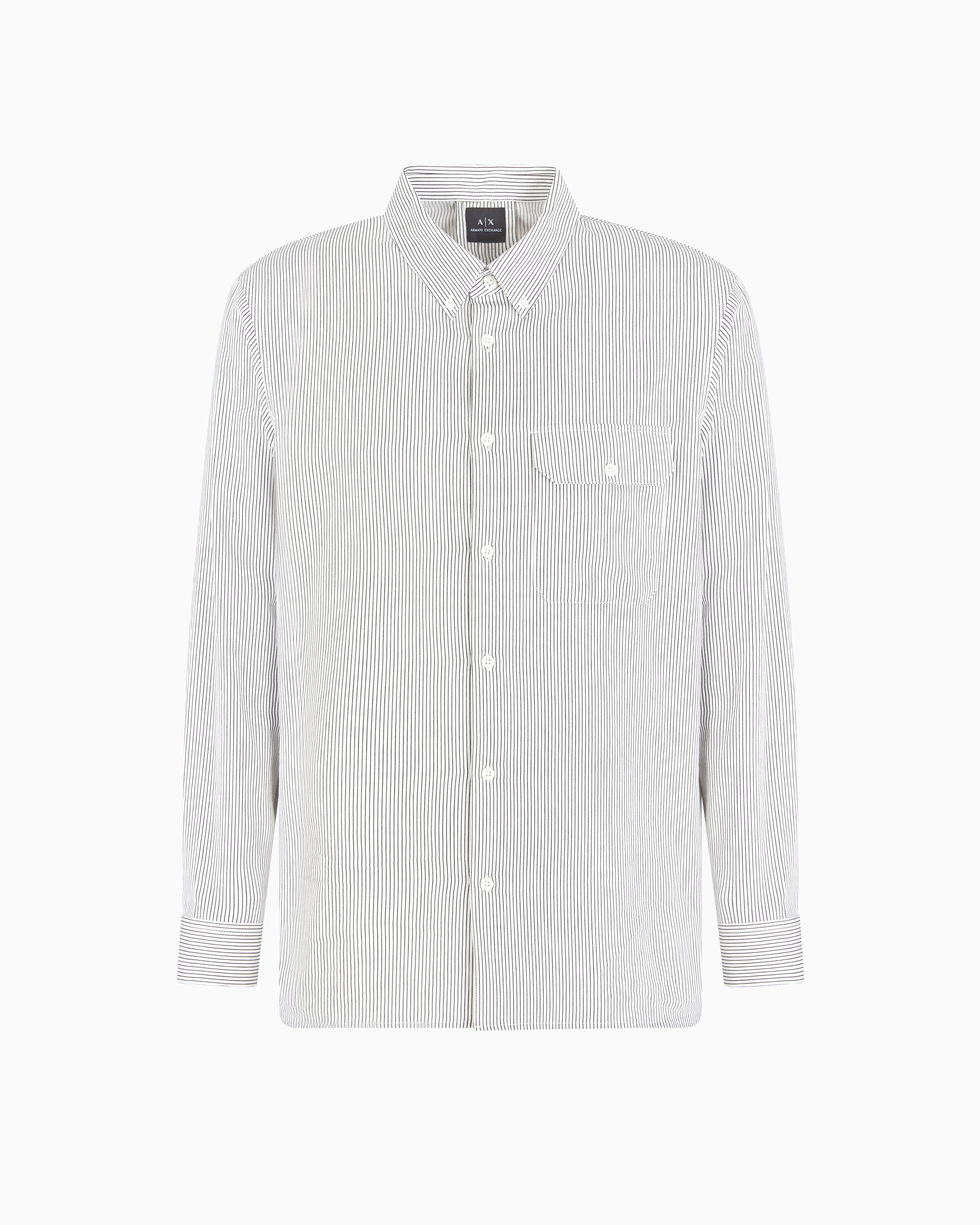 Armani Exchange Regular Fit Button Down Striped Shirt In White