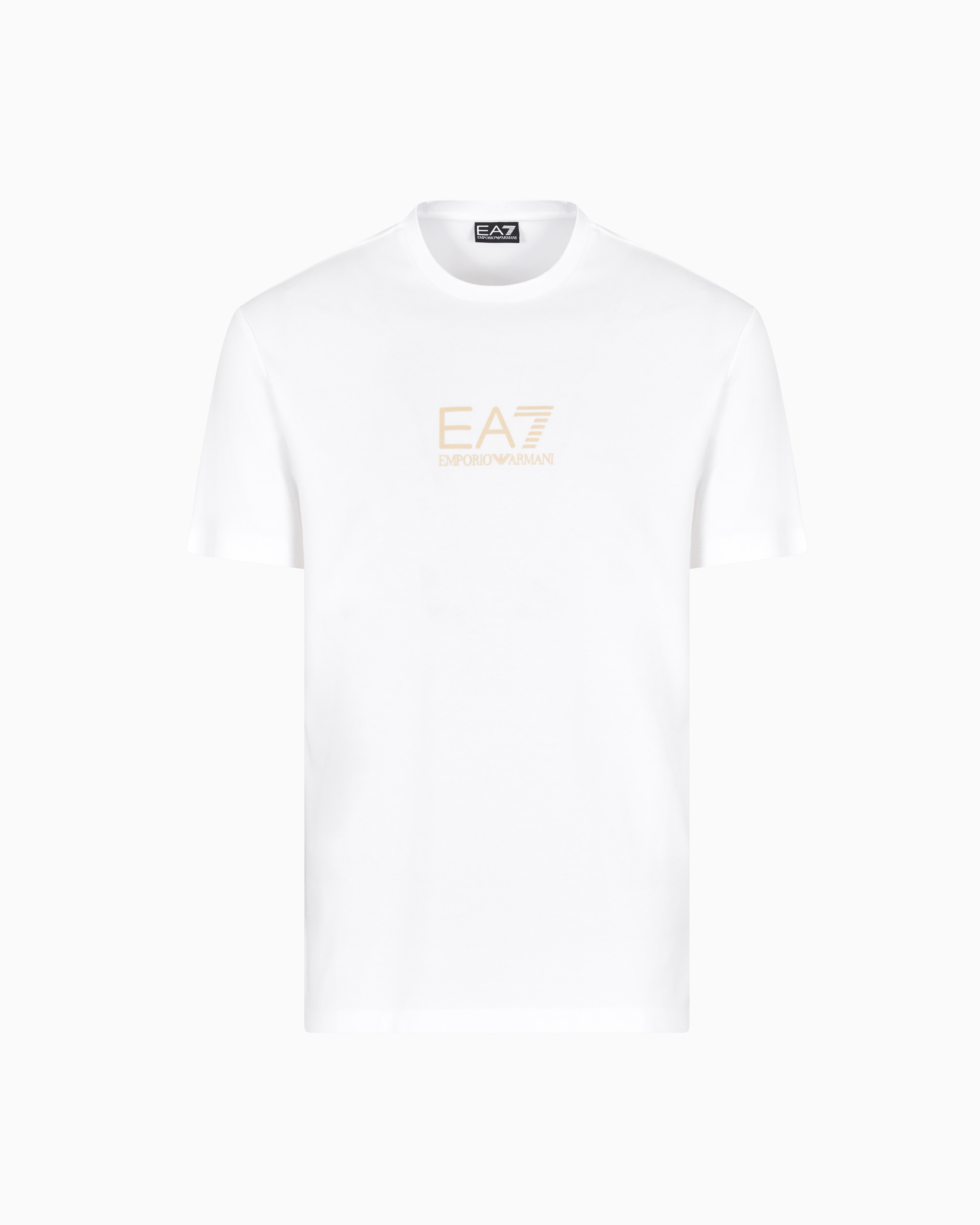 Ea7 Gold Label Viscose-jersey Crew-neck T-shirt In White