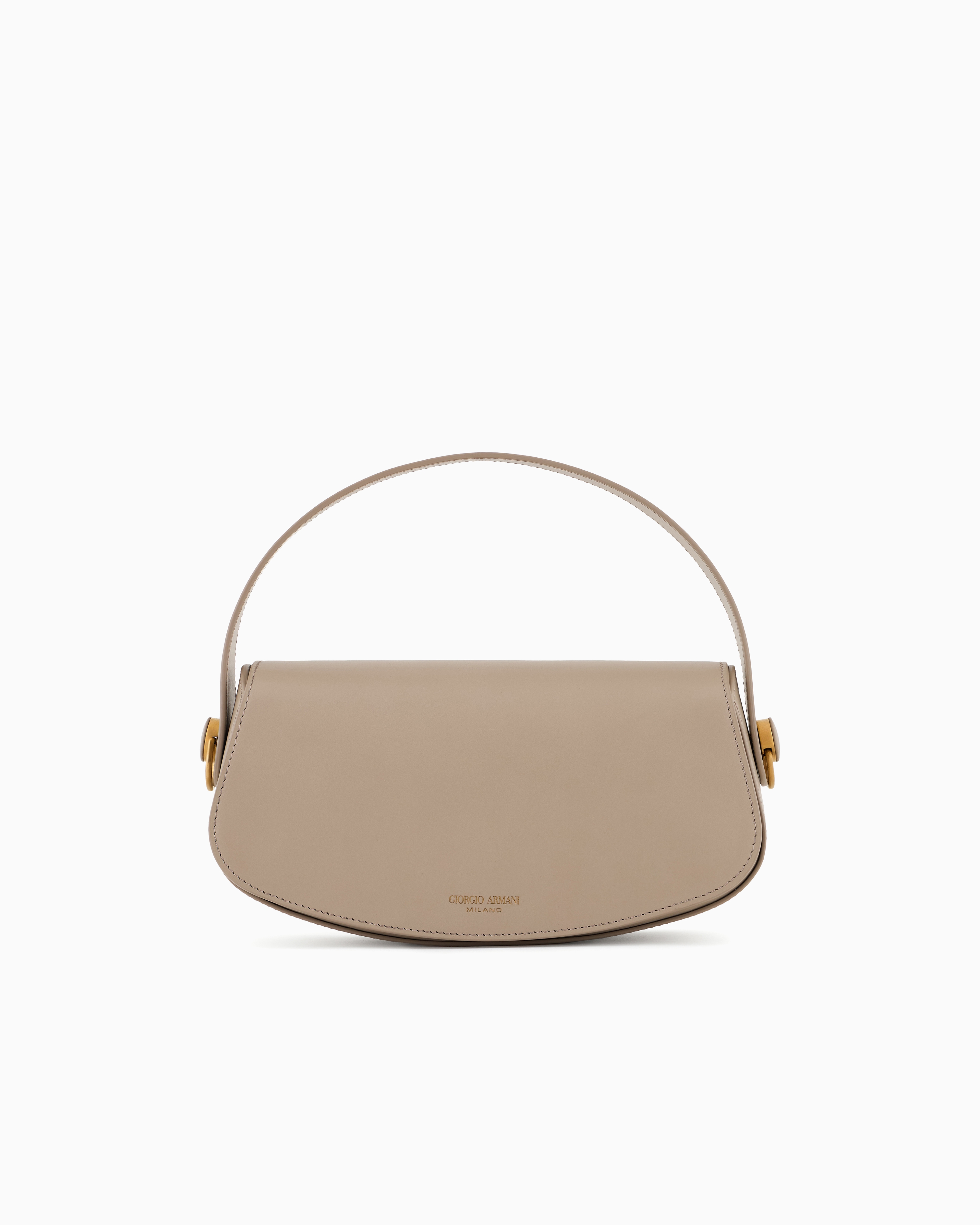 Giorgio Armani Womens  Foiled-branding Leather Top-handle Bag In Beige
