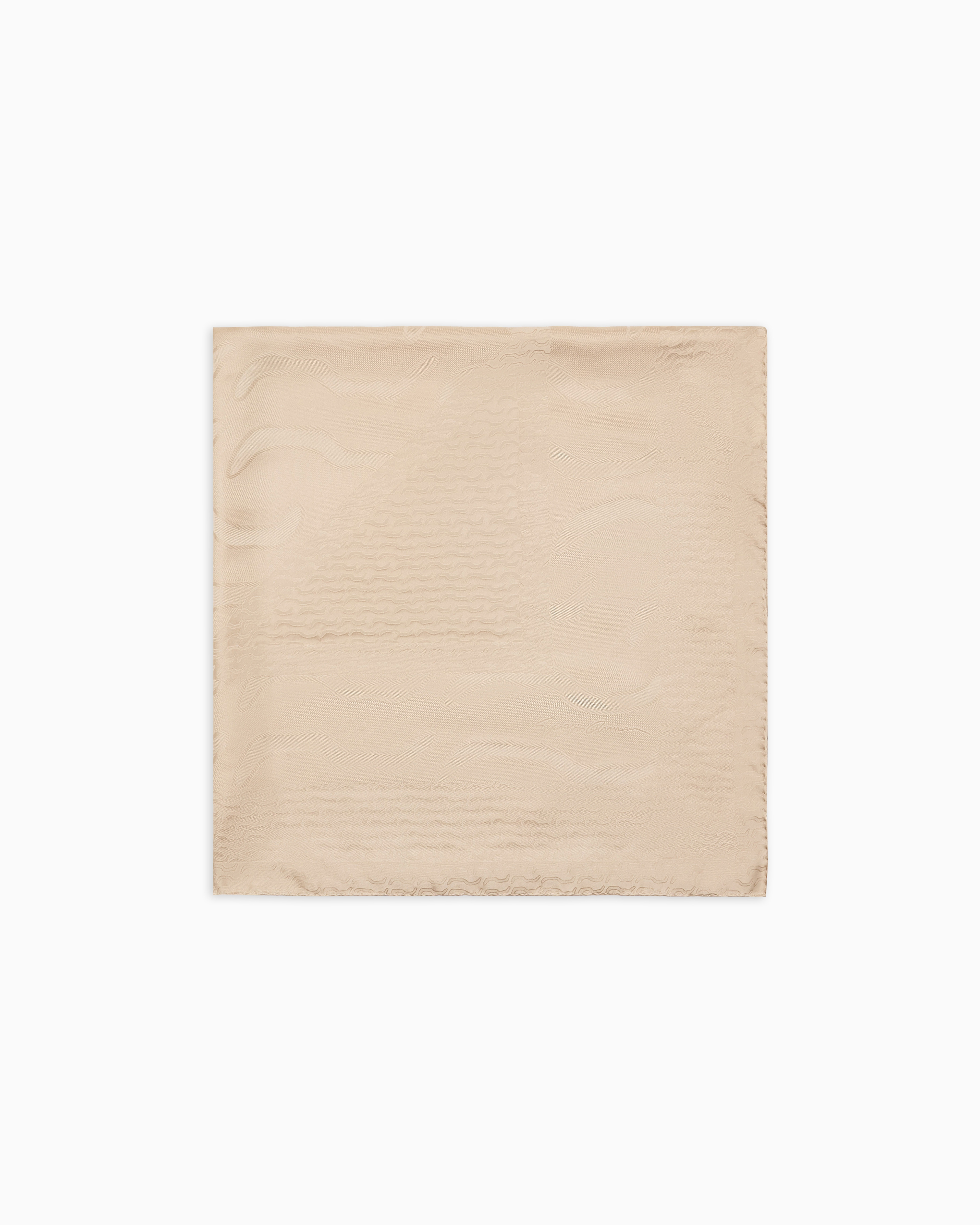 Giorgio Armani Silk Foulard With A Jacquard Motif In Beige