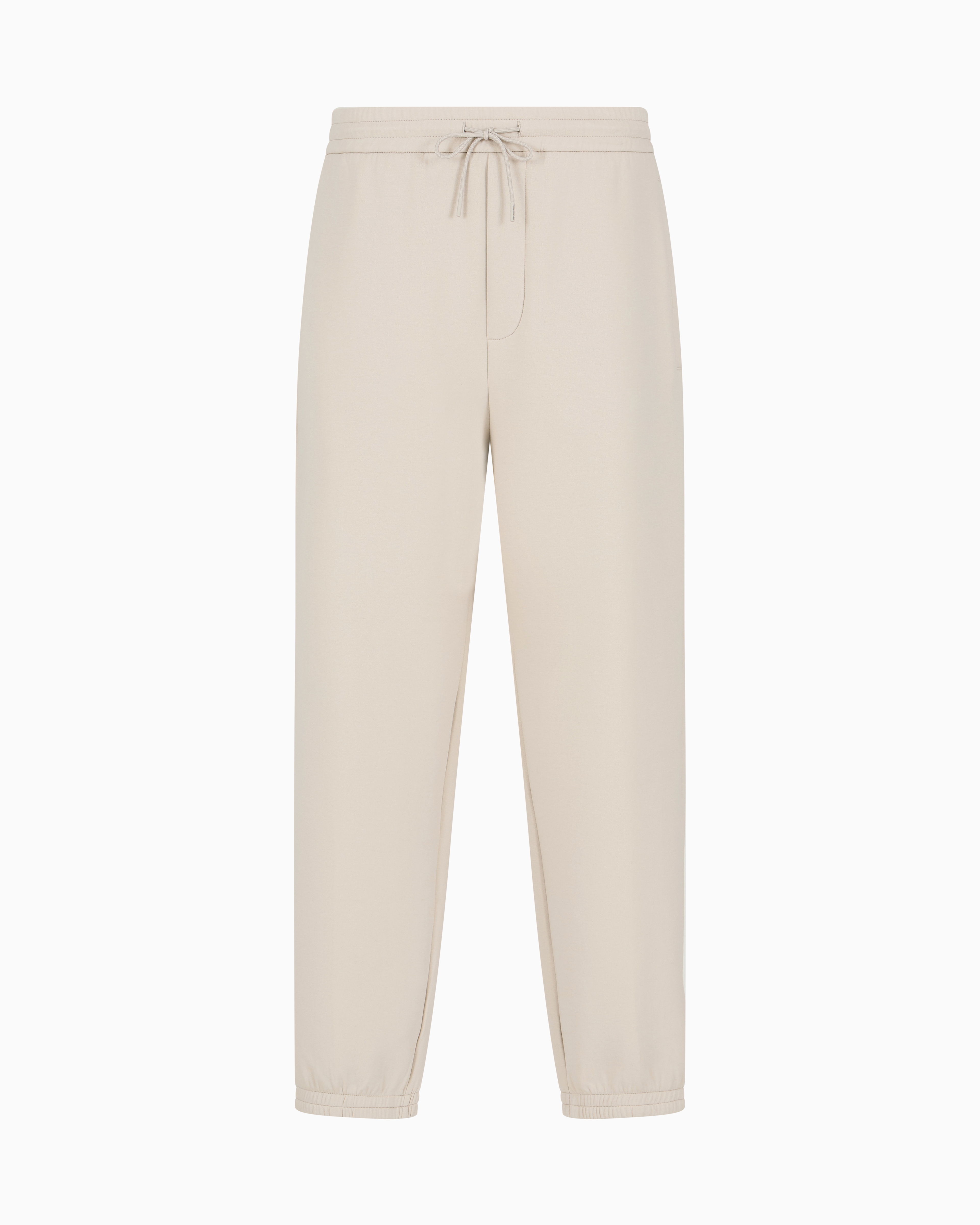 Emporio Armani Double Jersey Drawstring Joggers In Beige