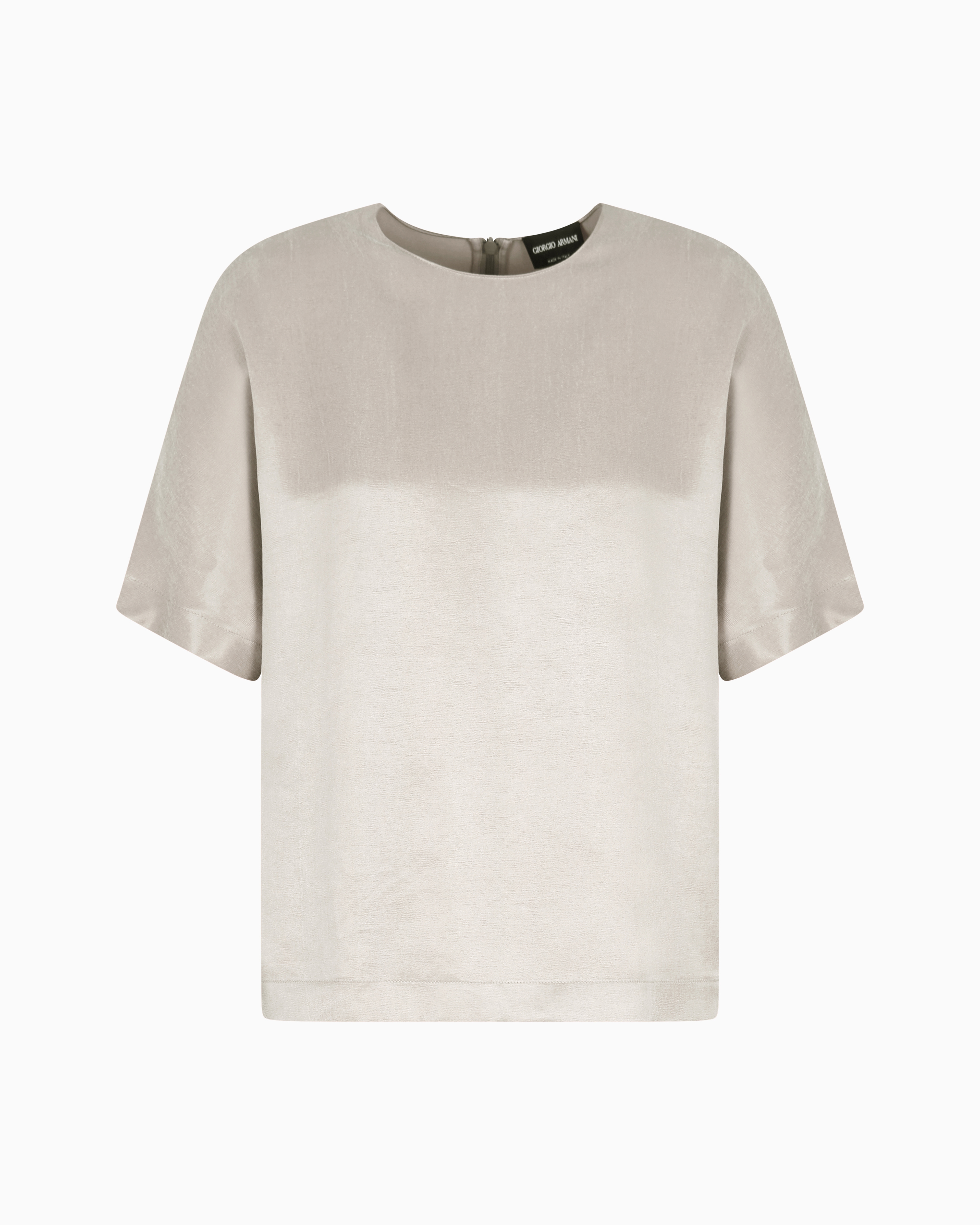 Giorgio Armani Crewneck Blouse In Viscose And Cupro In Grey