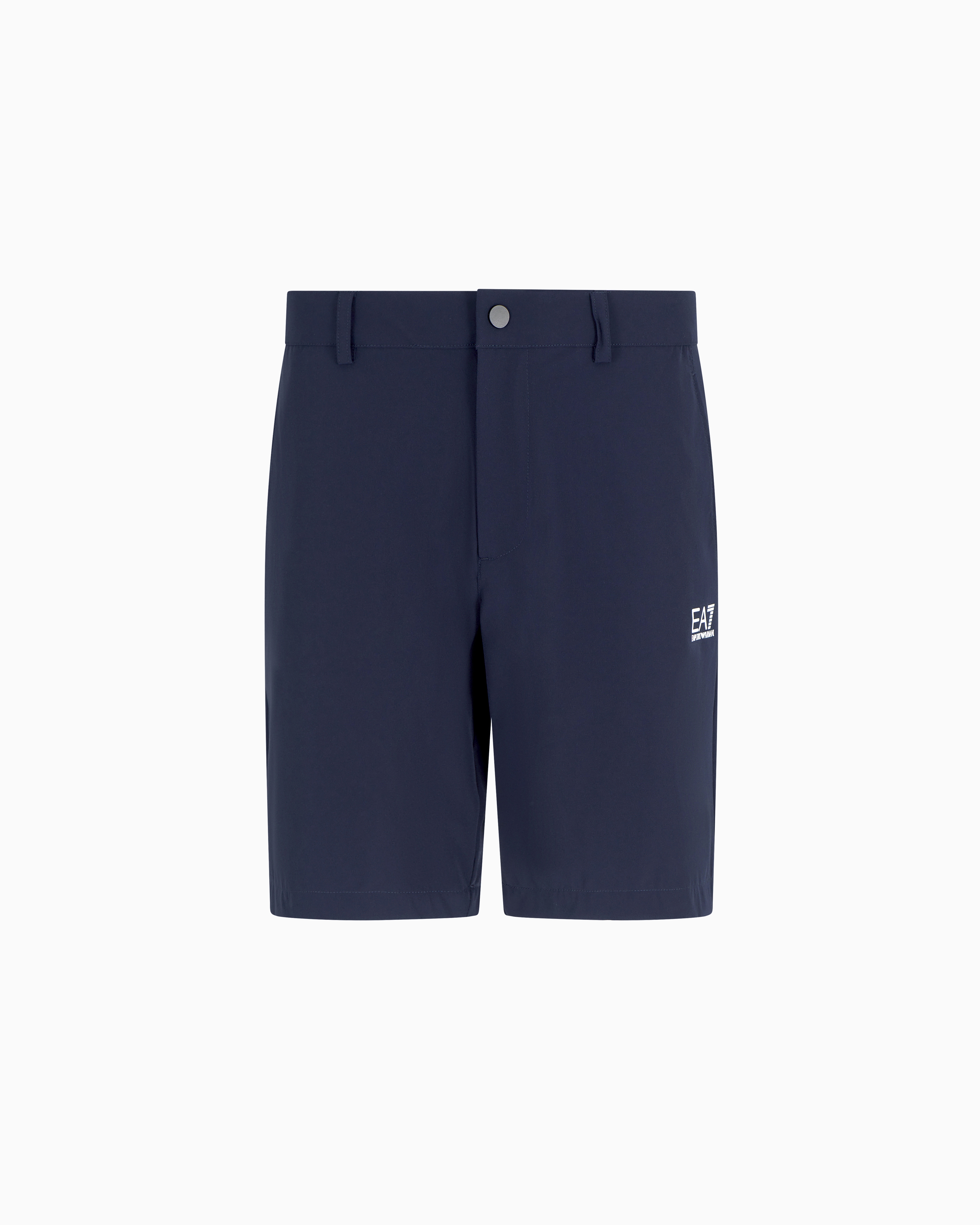 Ea7 Golf Pro Polo Bermuda Shorts In Ventus7 Technical Fabric In Navy Blue