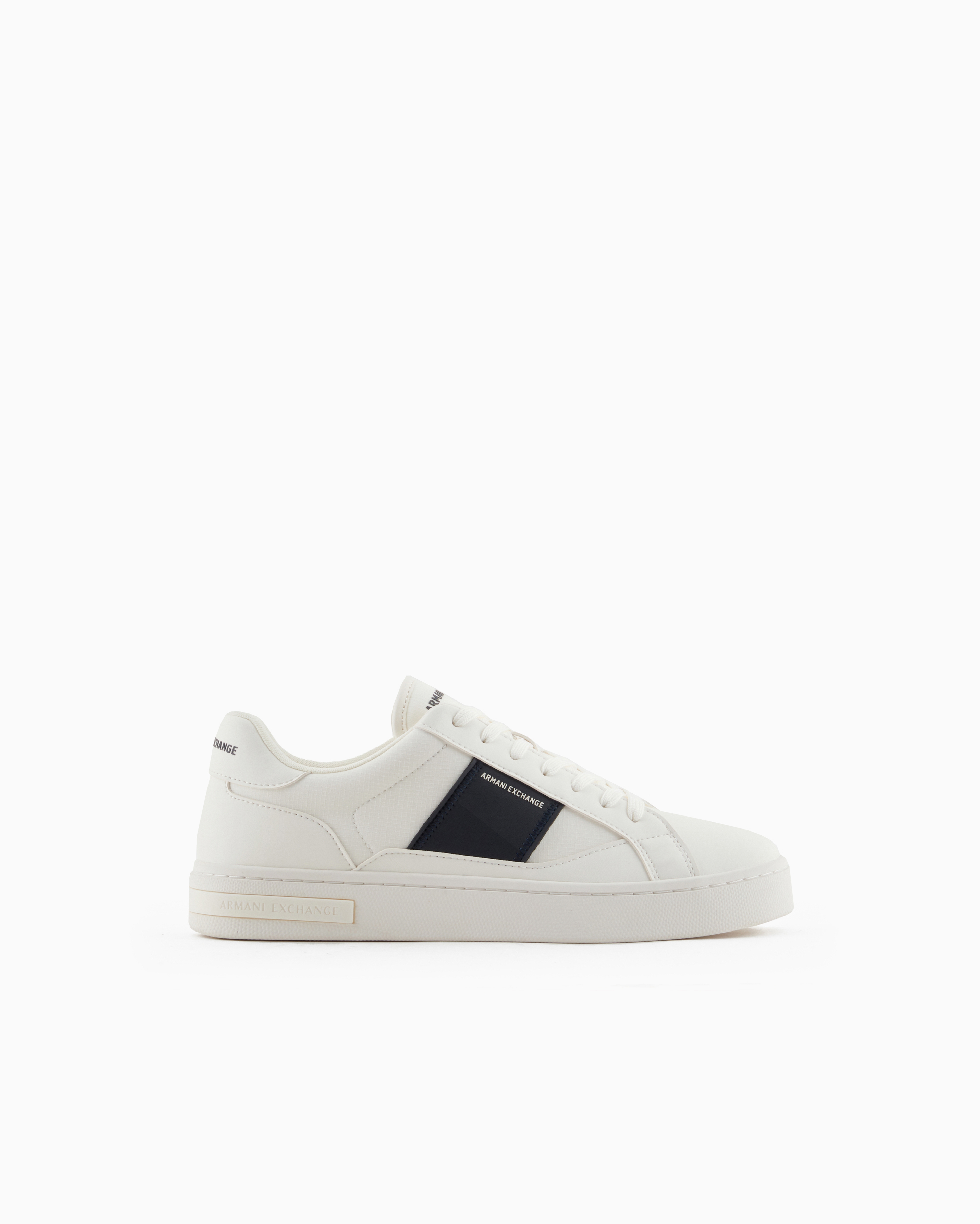 Armani Exchange White Sneakers With Contrasting Side Band Medium