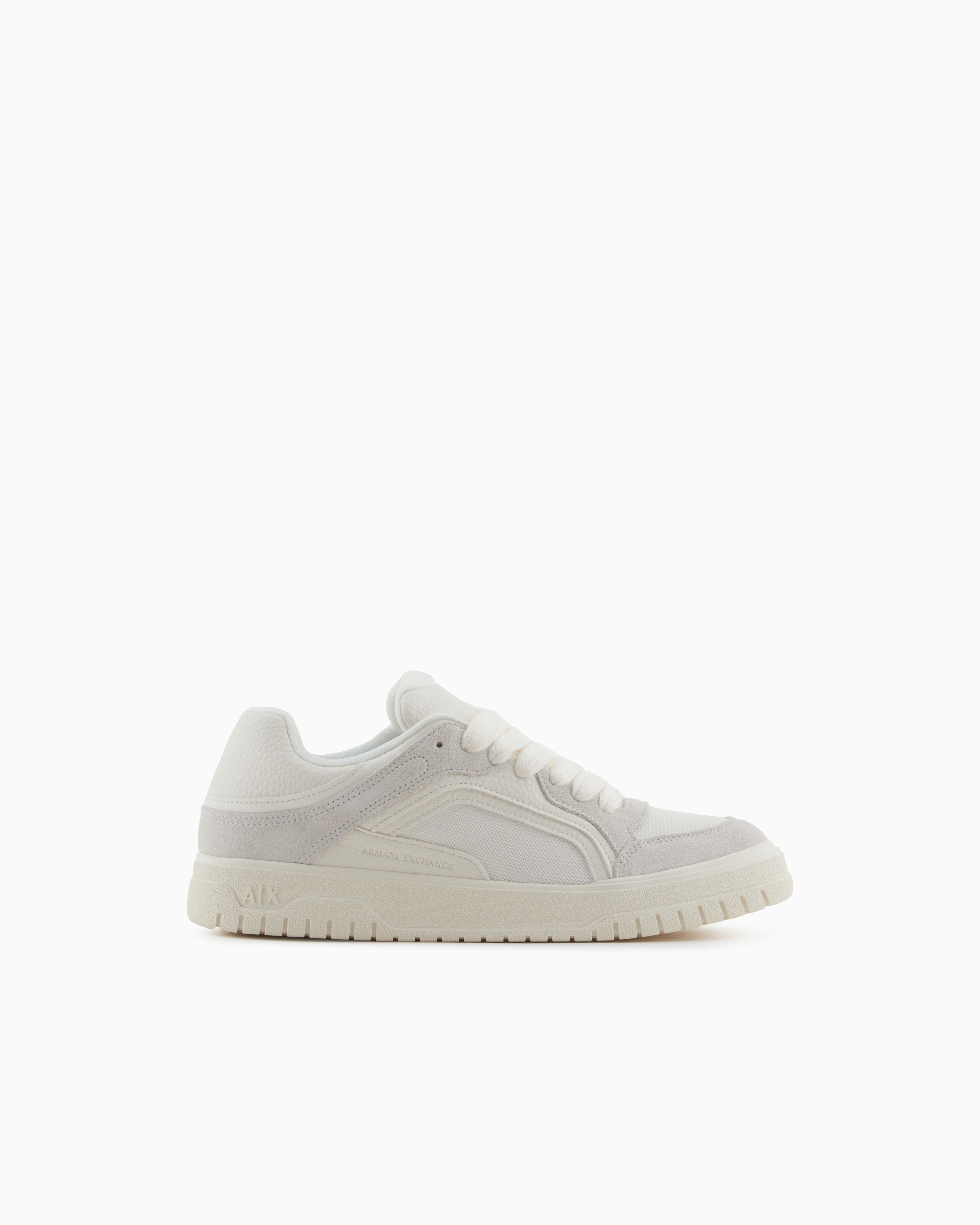 Armani Exchange Oversized Sneakers With Contrasting Inserts In Weiss