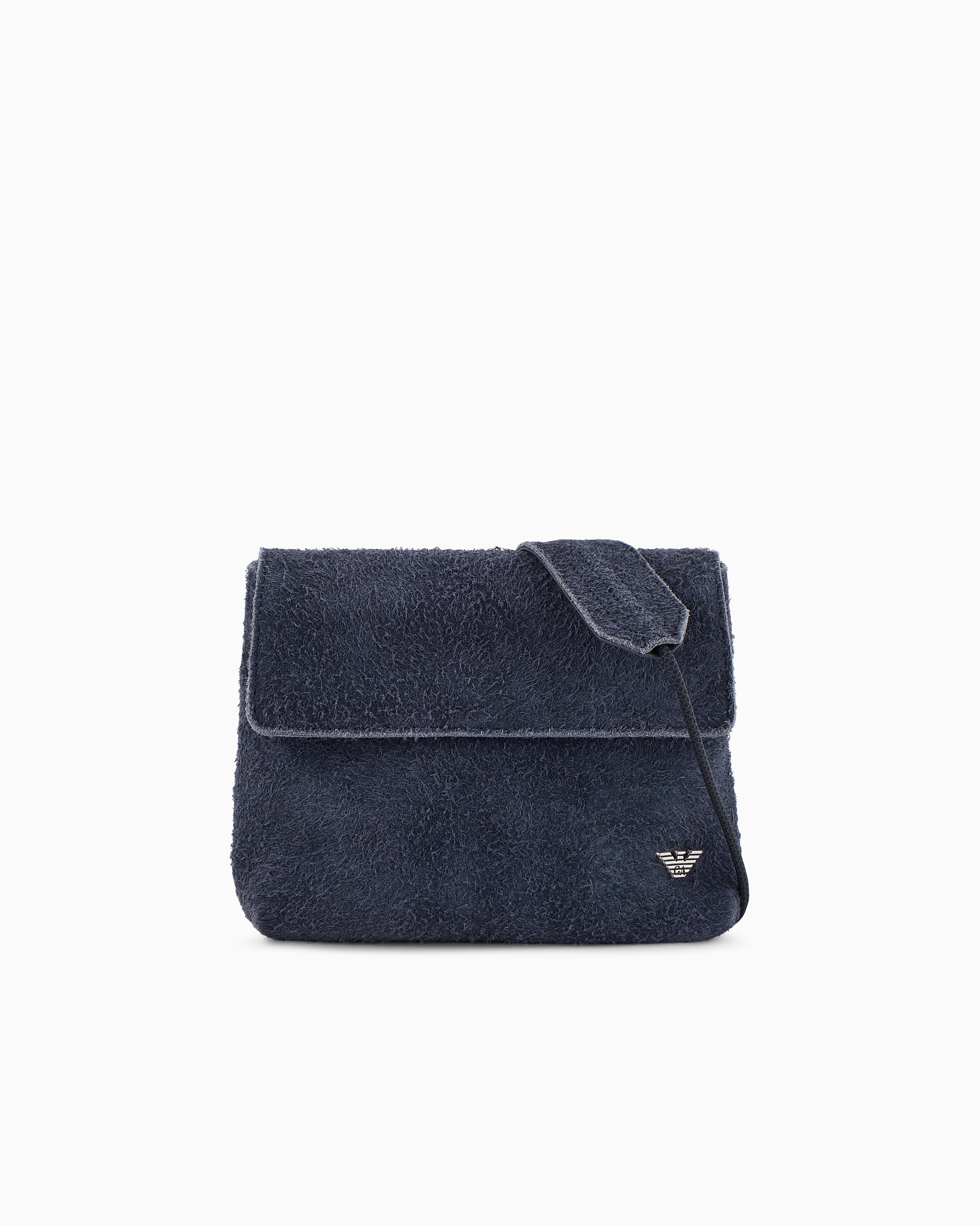 Emporio Armani Asv Suede Tech Case With Shoulder Strap From The Peace Capsule Collection In Navy Blue