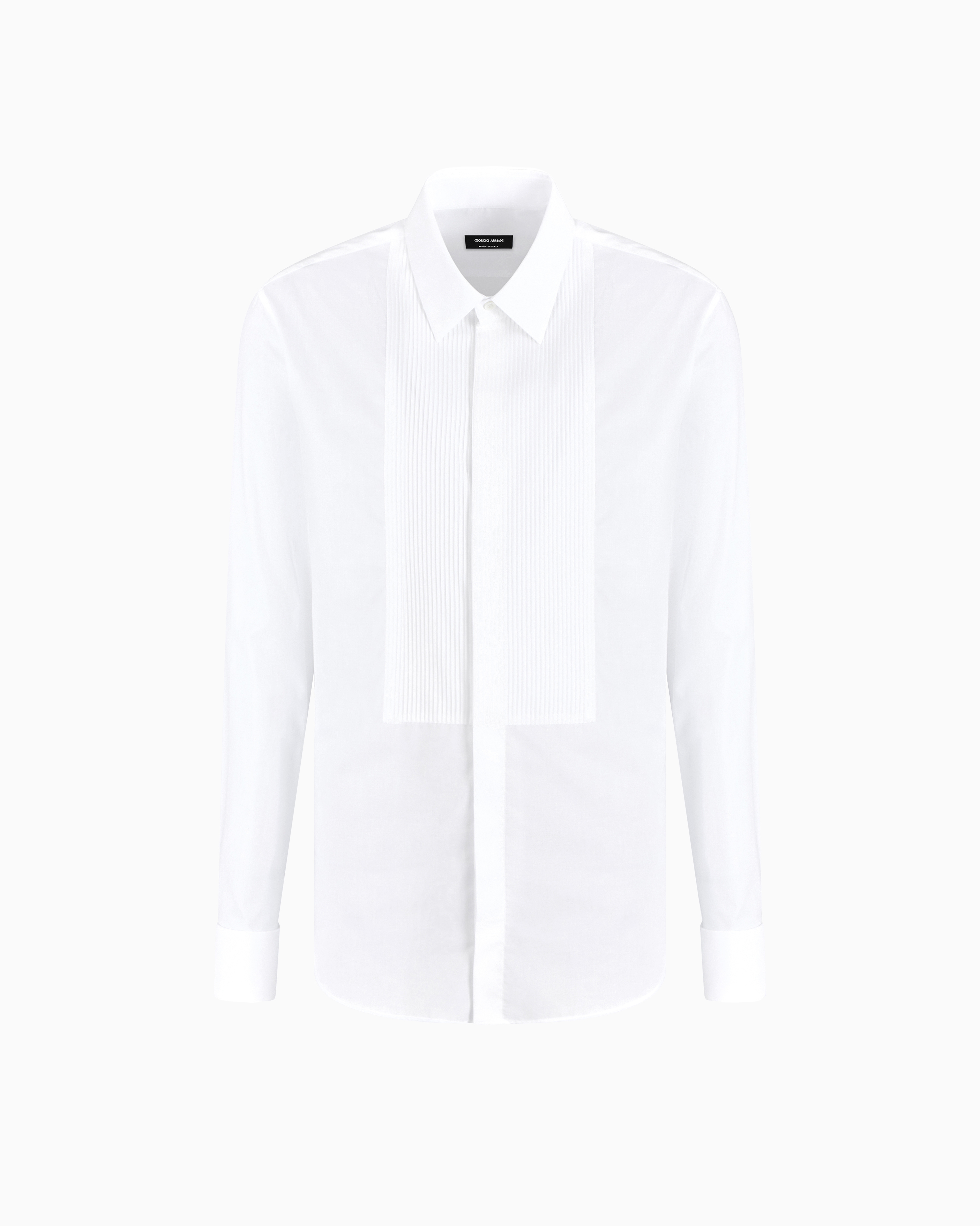 Giorgio Armani Patterned Cotton Tuxedo Shirt With Pleated Detail Size 45