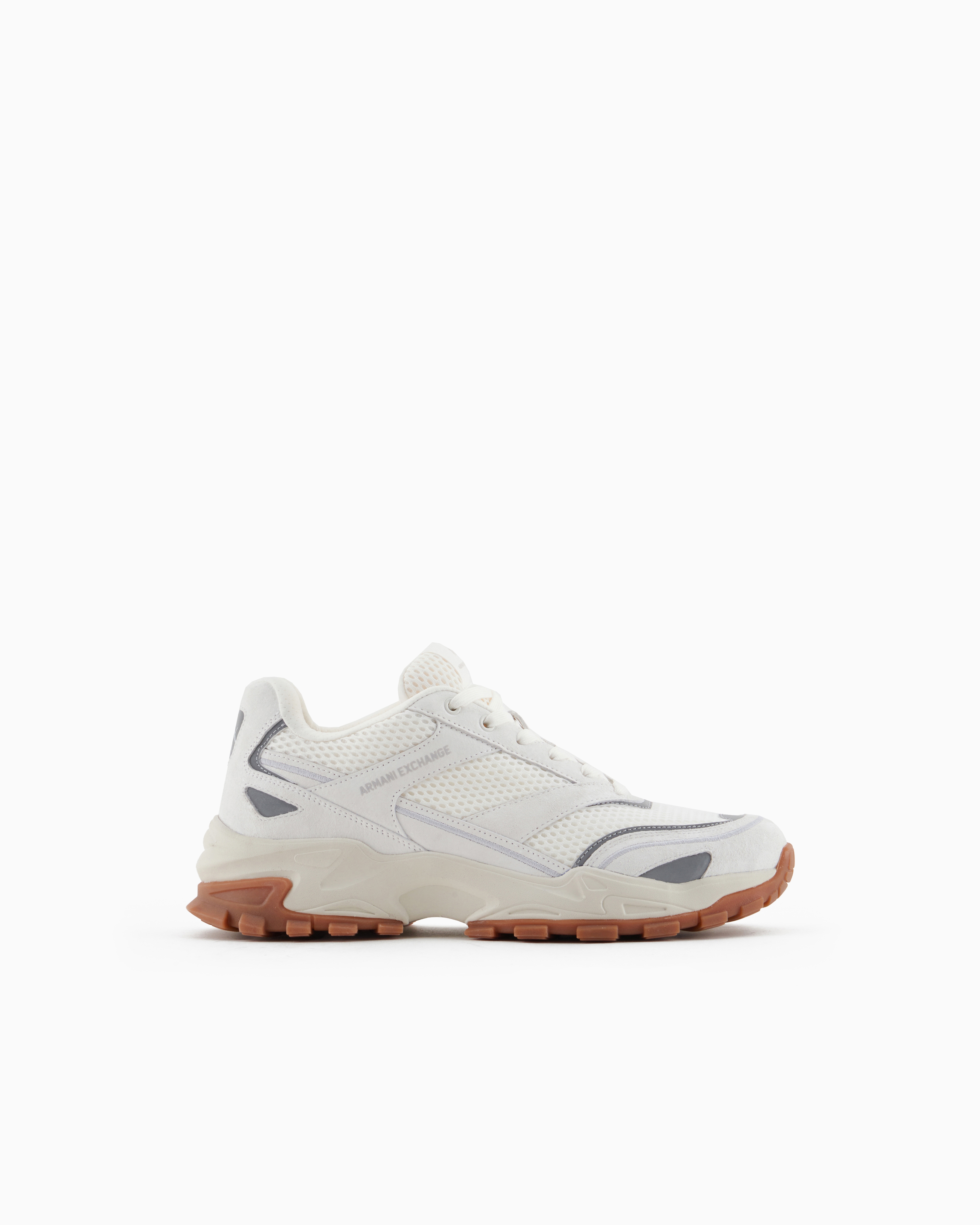Armani Exchange Mesh Sneakers With Oversized Sole In White