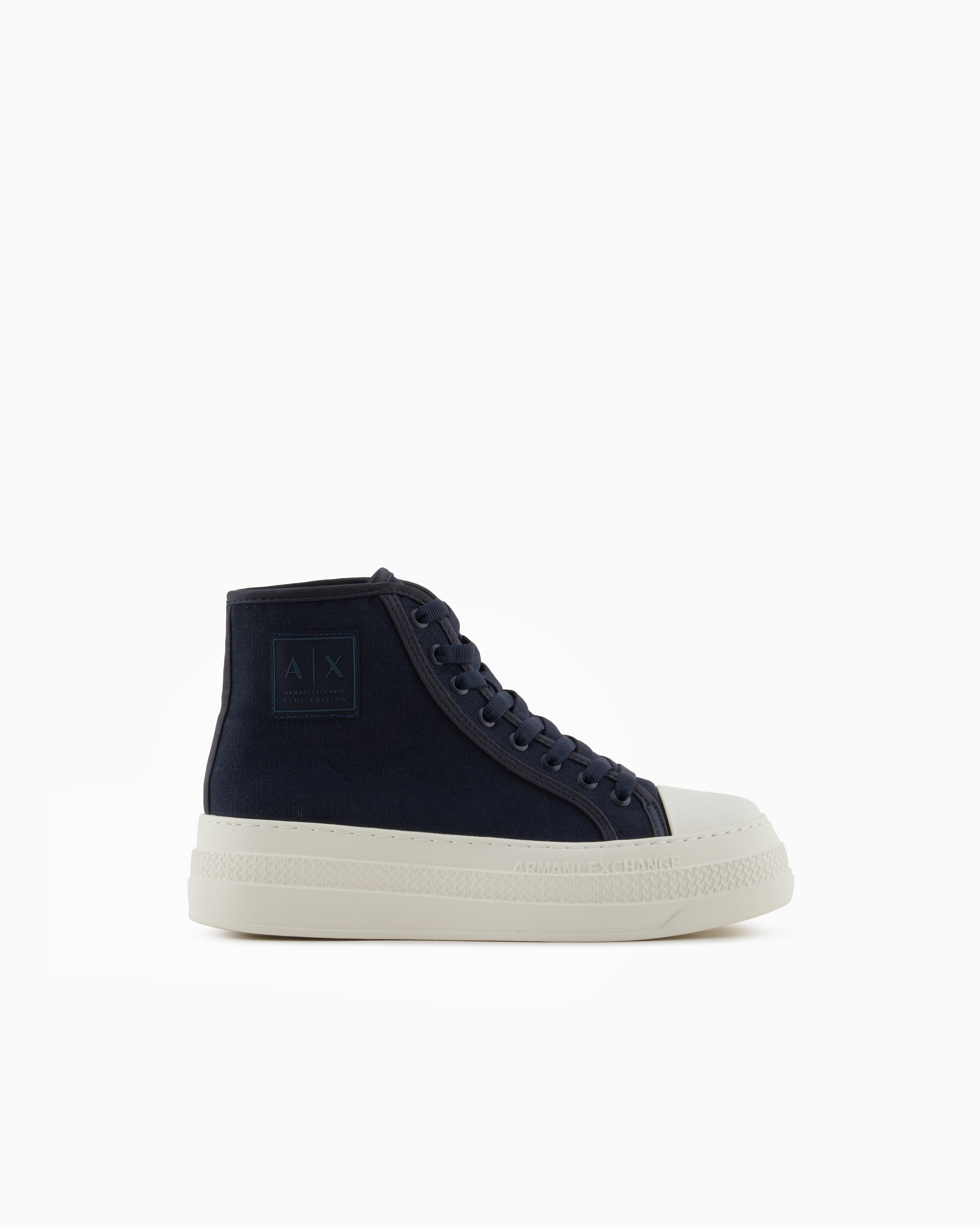 Armani Exchange Platform-sole Ankle-length Sneakers In Navy_blue